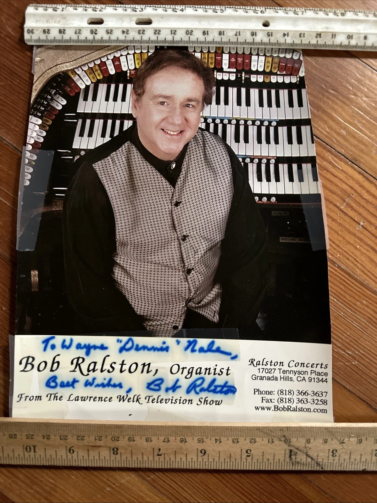 Autographed Photo Of BOB RALSTON Organist “The Lawrence Welk Show”, изображение 3