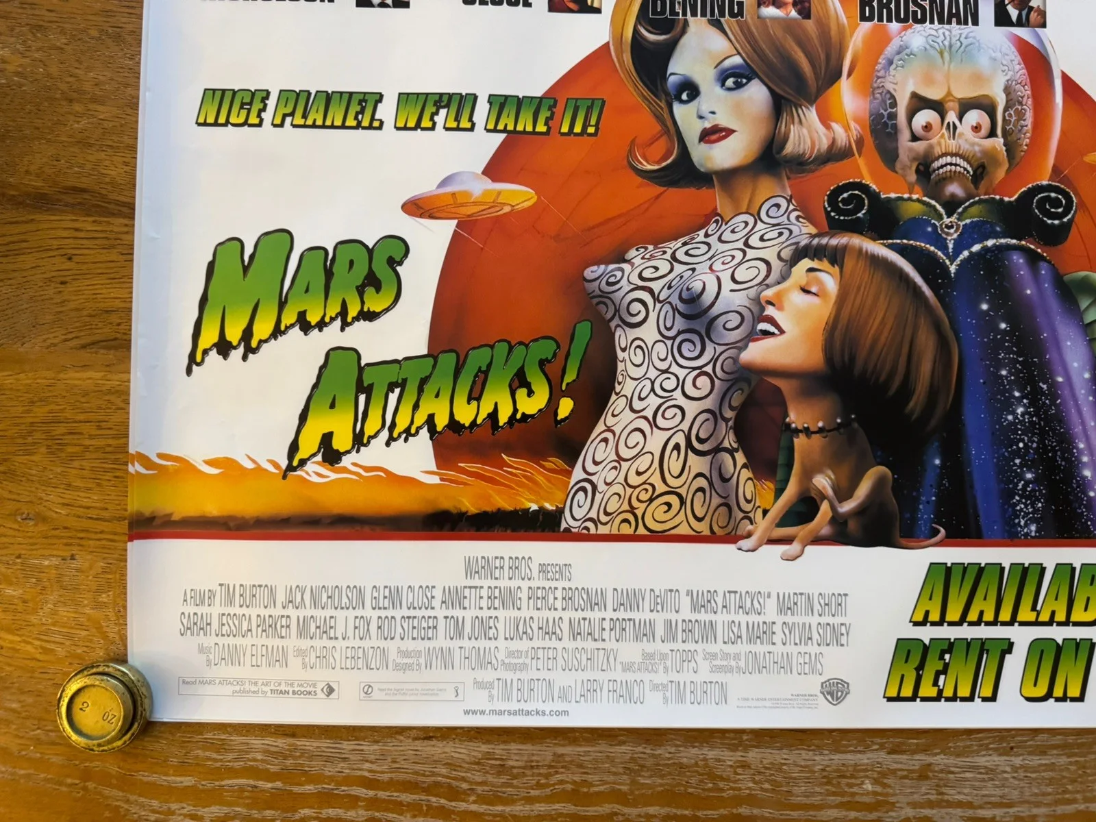 Mars Attacks! 1996 VHS Video Store Promo Poster, image 2