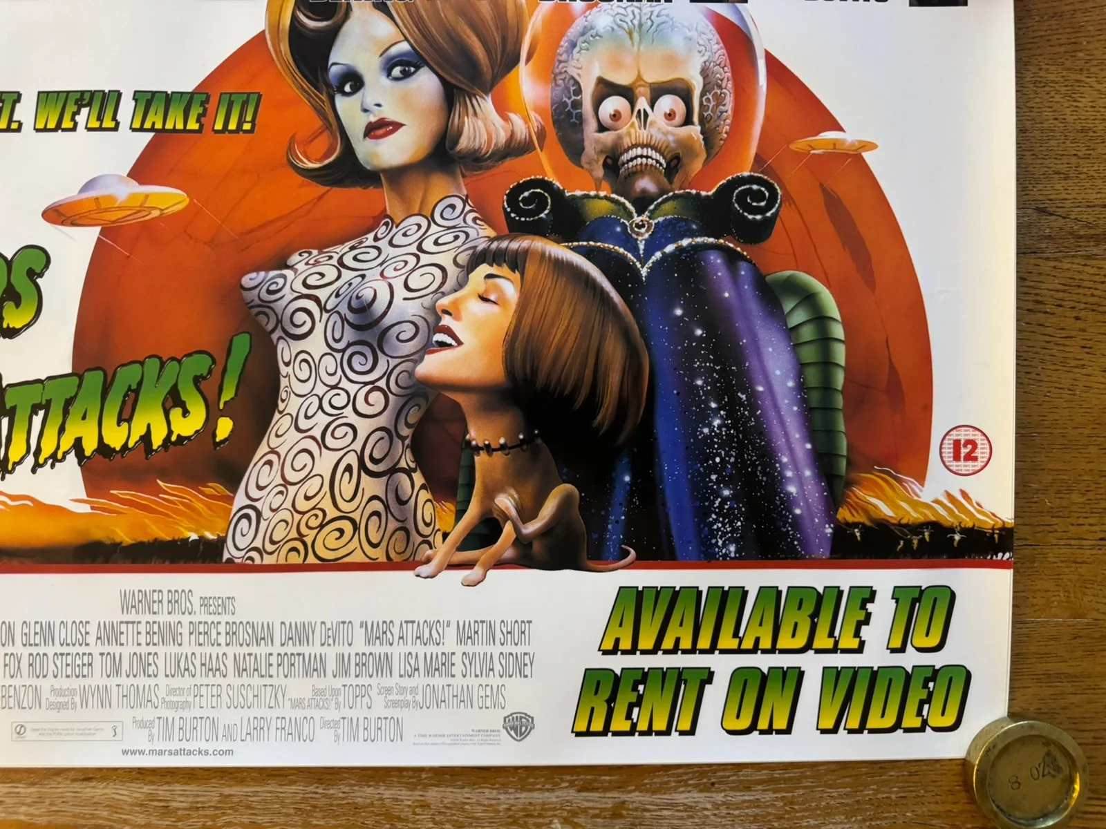 Mars Attacks! 1996 VHS Video Store Promo Poster, image 4