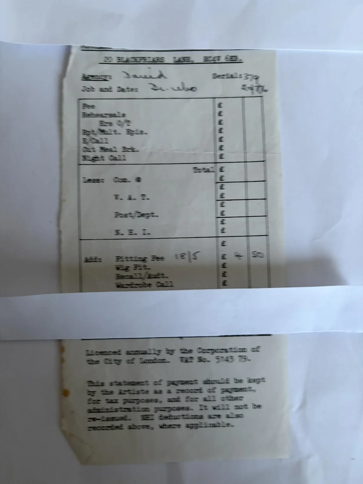 BBC Dr Who Hand Of Fear Tom Baker actors paperwork, image 3
