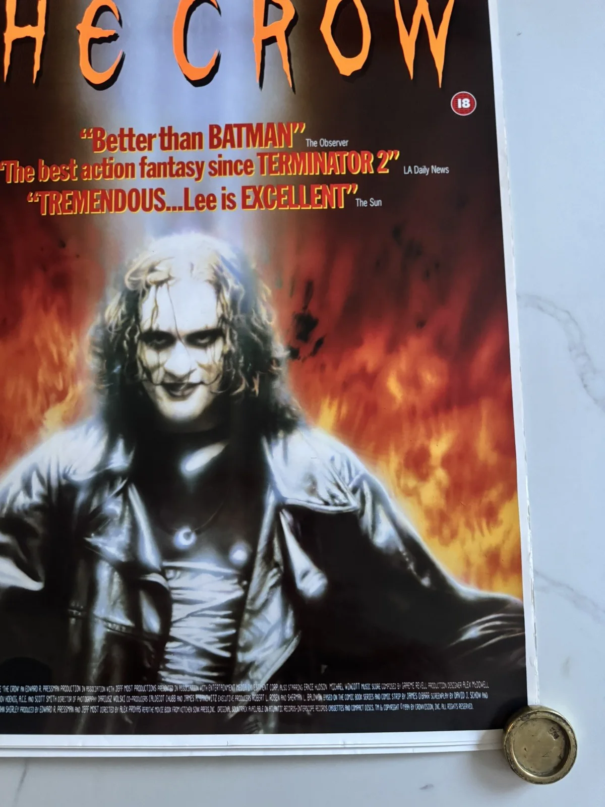 The Crow - Brandon Lee 1994 Original Video Shop Poster - Eric Draven Price Drop, image 2