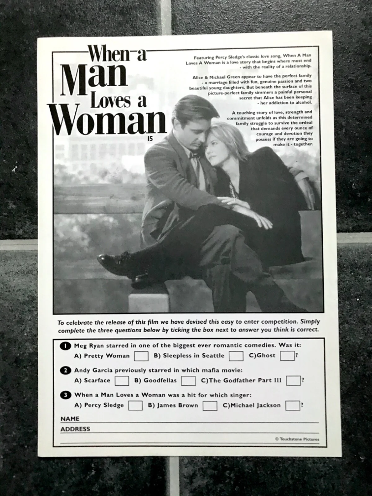 WHEN A MAN LOVES A WOMAN Vintage 1994 Movie Film Press Kit MEG RYAN ANDY GARCIA, изображение 4