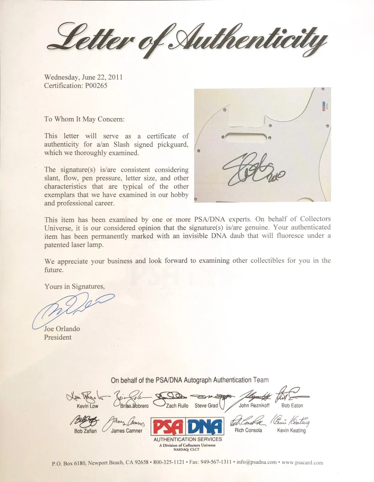 Slash Guns Roses Autographed Signed Guitar Pickguard PSA/DNA COA, image 2