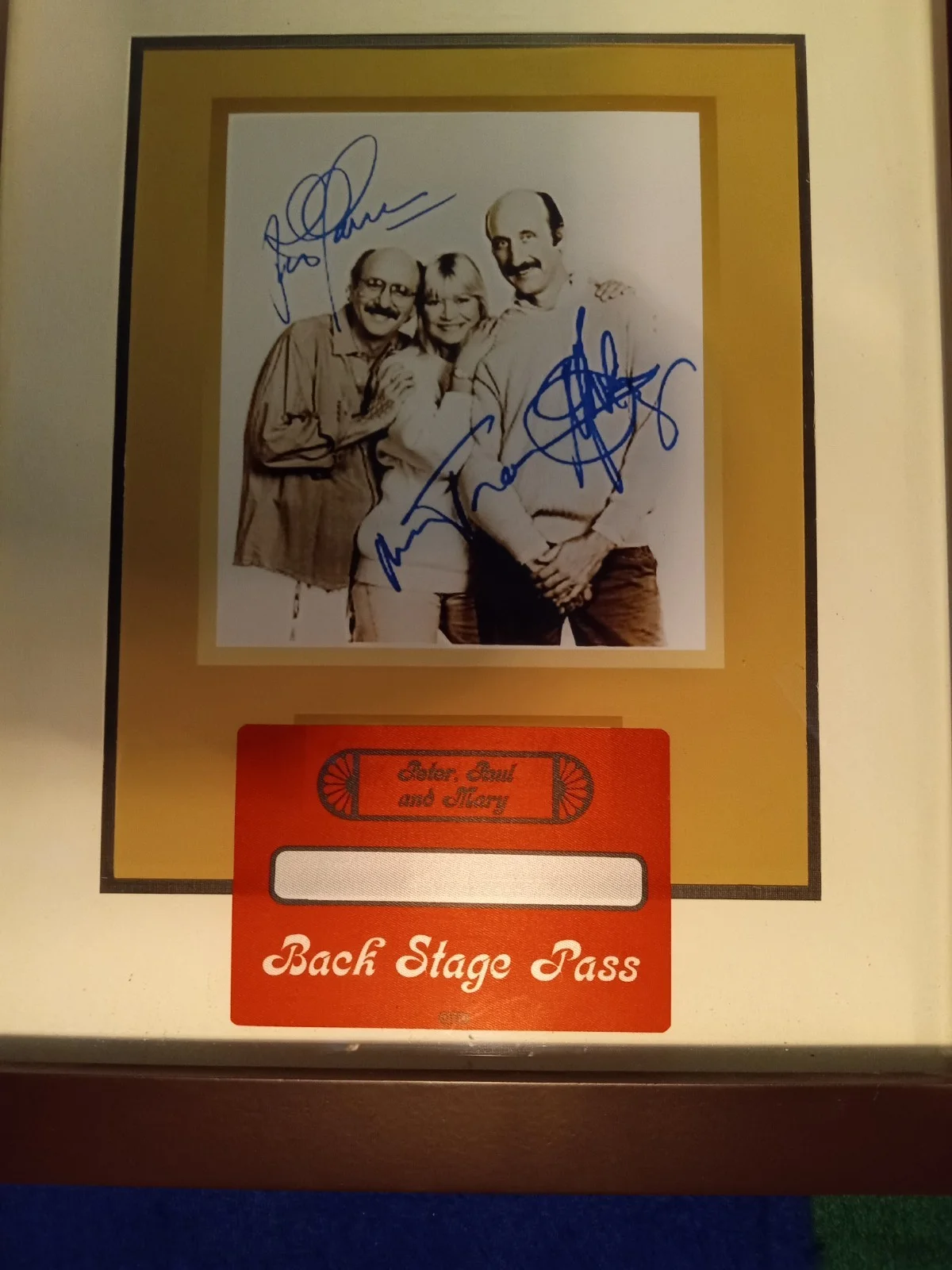 Vintage Peter Paul & Mary 1989-1991 TOUR Signed 8x10 Photo & Backstage Pass, изображение 2