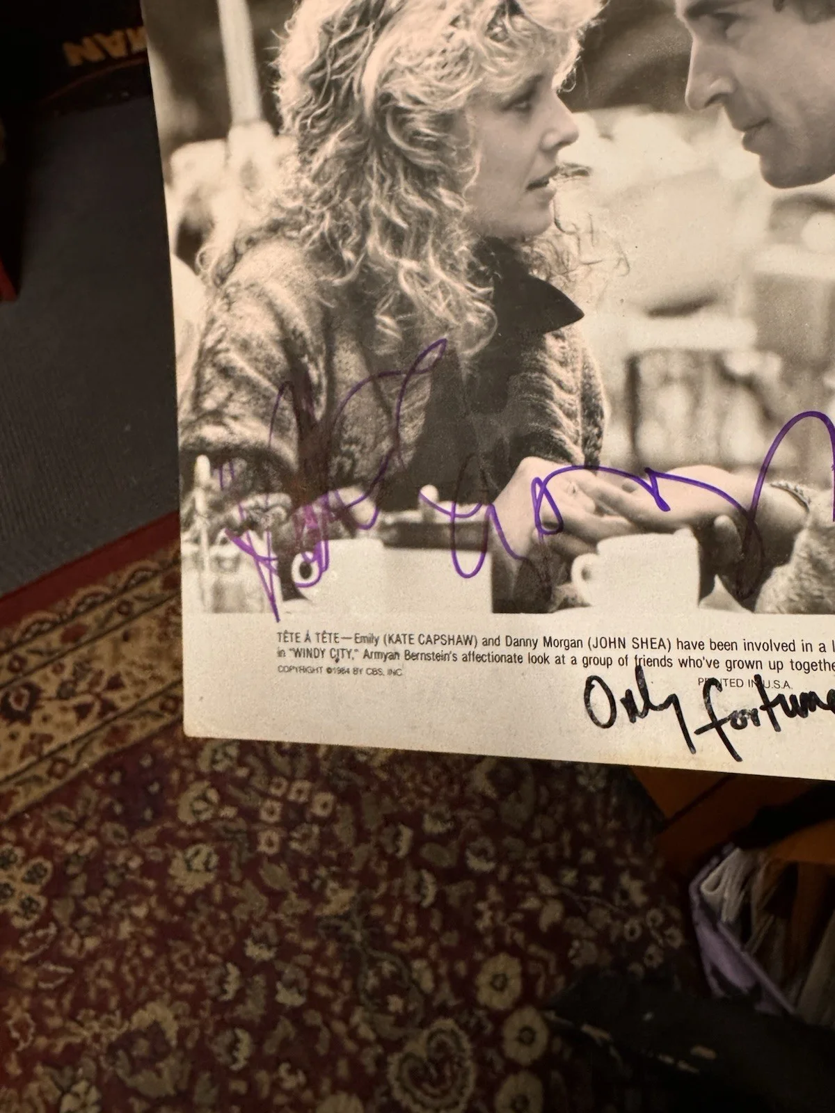 Kate Capshaw And John Shea Signed Photo Form Tete A Tera. Damage, image 3