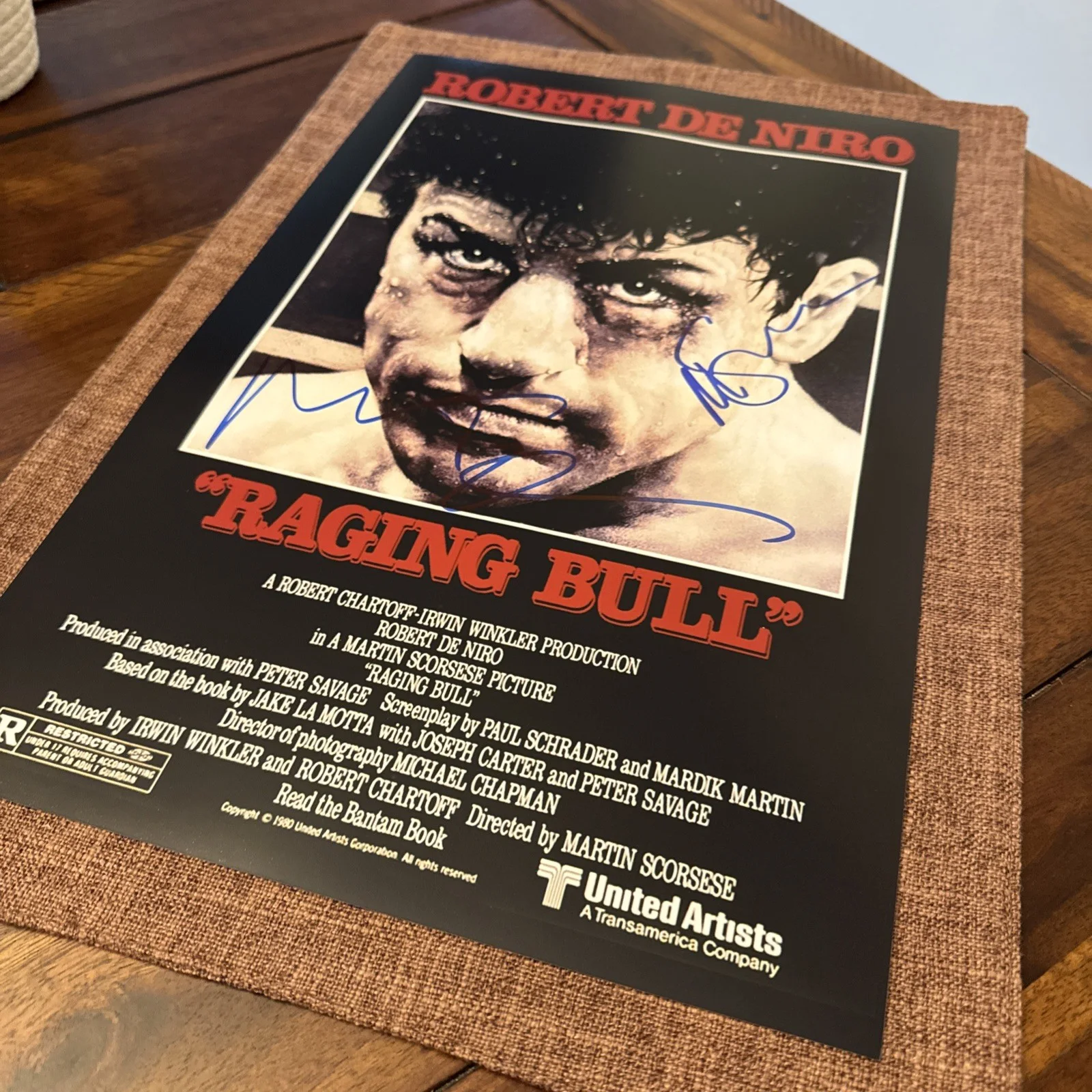 DUAL SIGNED DENIRO SCORSESE RAGING BULL 11x17 MOVIE PRINT AUTOGRAPHED w/COA !, изображение 2