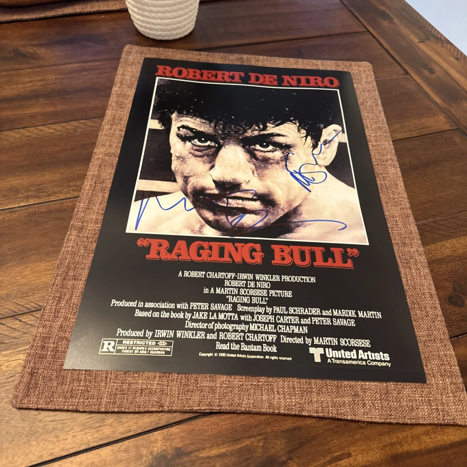 DUAL SIGNED DENIRO SCORSESE RAGING BULL 11x17 MOVIE PRINT AUTOGRAPHED w/COA !, изображение 5