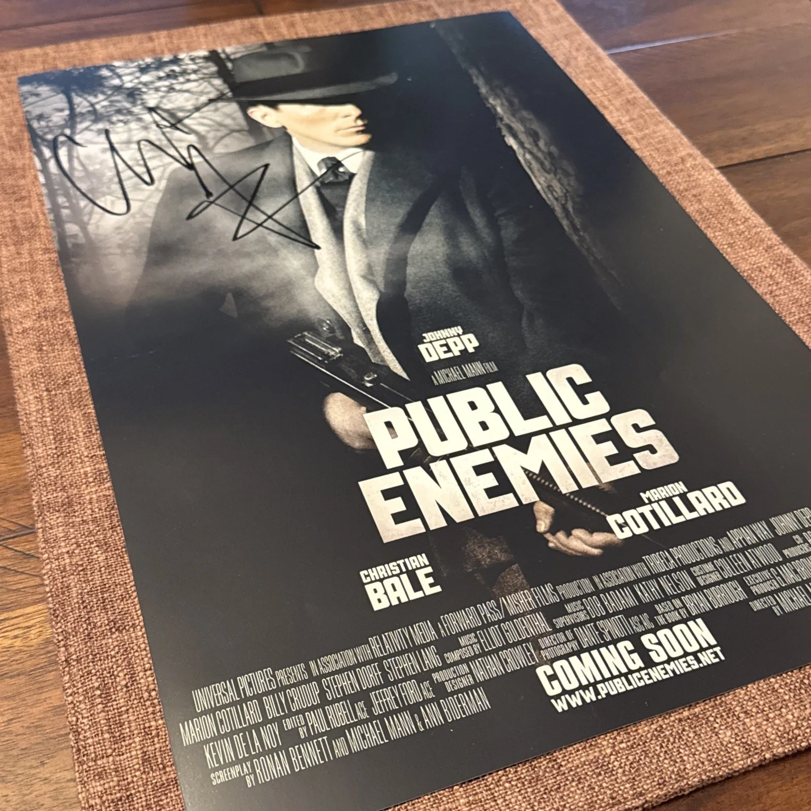 Christian Bale — Christian Bale "Public Enemies" Authentic Autographed Signed 11x17 Print w/COA, image 2