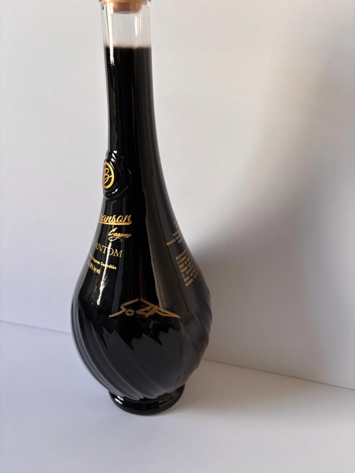 50 CENT SIGNED EMPTY BRANSON COGNAC BLACK GOLD BOTTLE RAPPER CURTIS JACKSON BAS, image 2