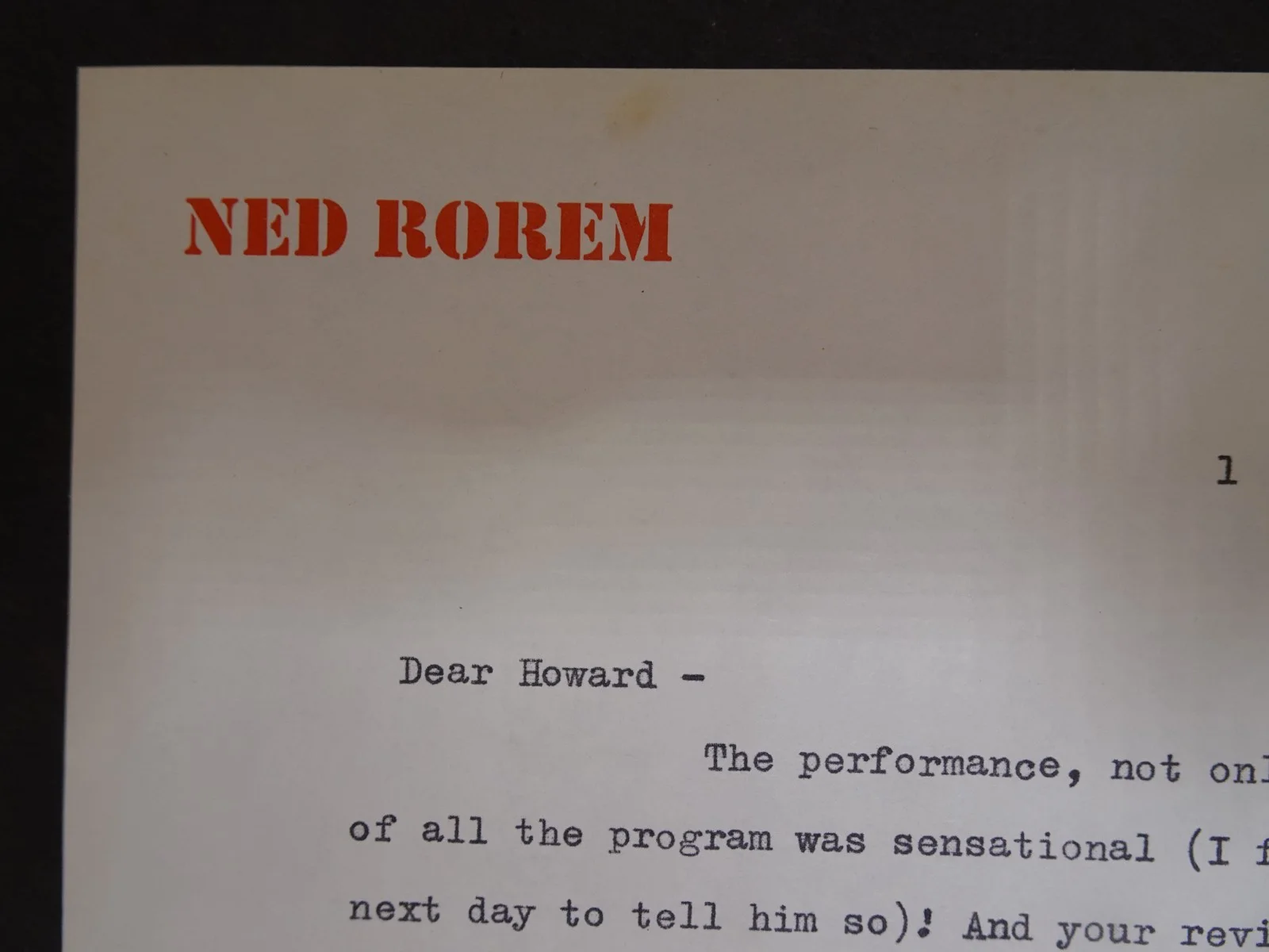 Ned Rorem — Ned Rorem American Composer Autographed Letter to Symphony Manager 11/1/1965, image 2