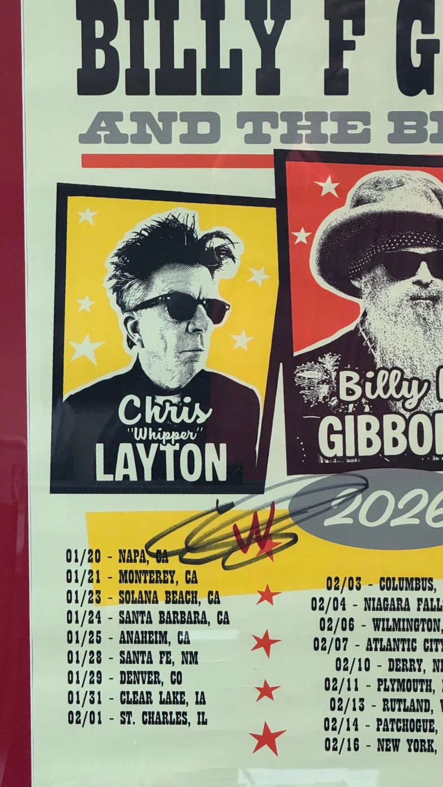 Billy F Gibbons signed BFG Band poster + VIP Lanyard 3 autographed, изображение 5