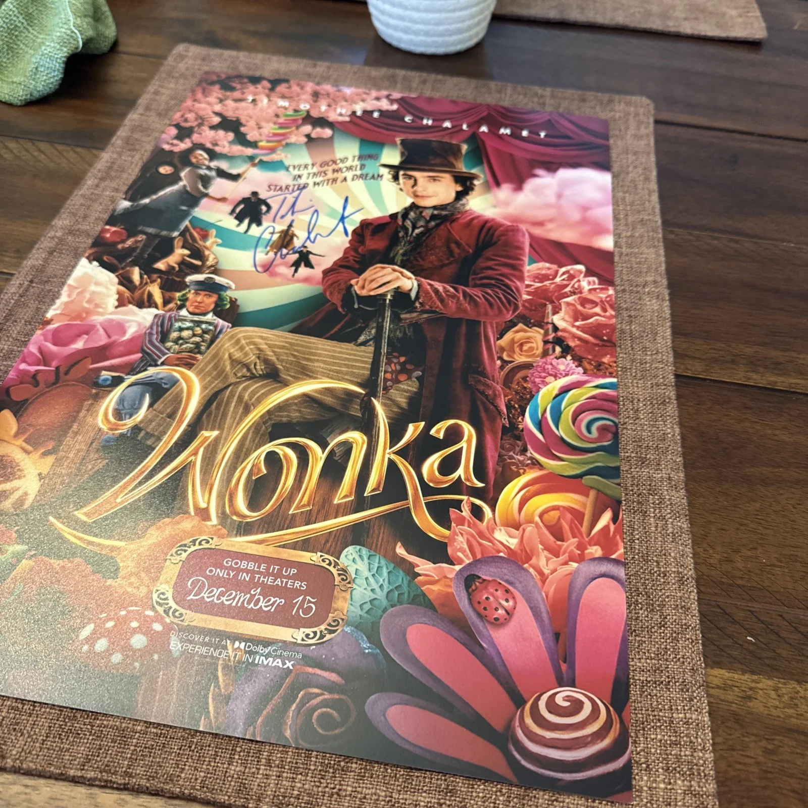 Timothee Chalamet Autographed Signed Willie Wonka 11x17 Photo with COA Proof, изображение 3