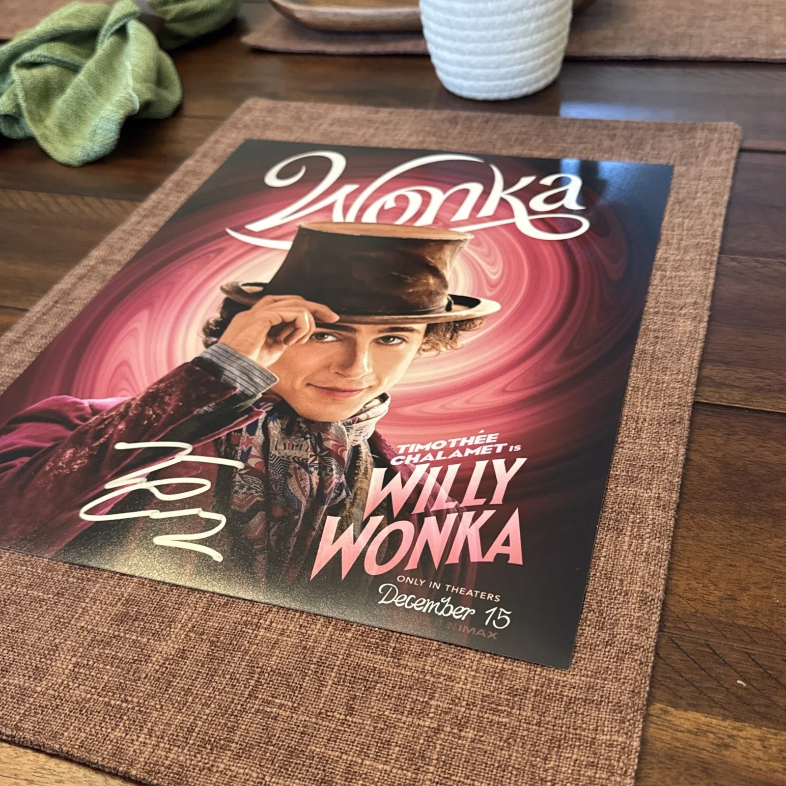 Timothee Chalamet Autographed Signed Willie Wonka 11x14 Photo with COA Proof, изображение 3