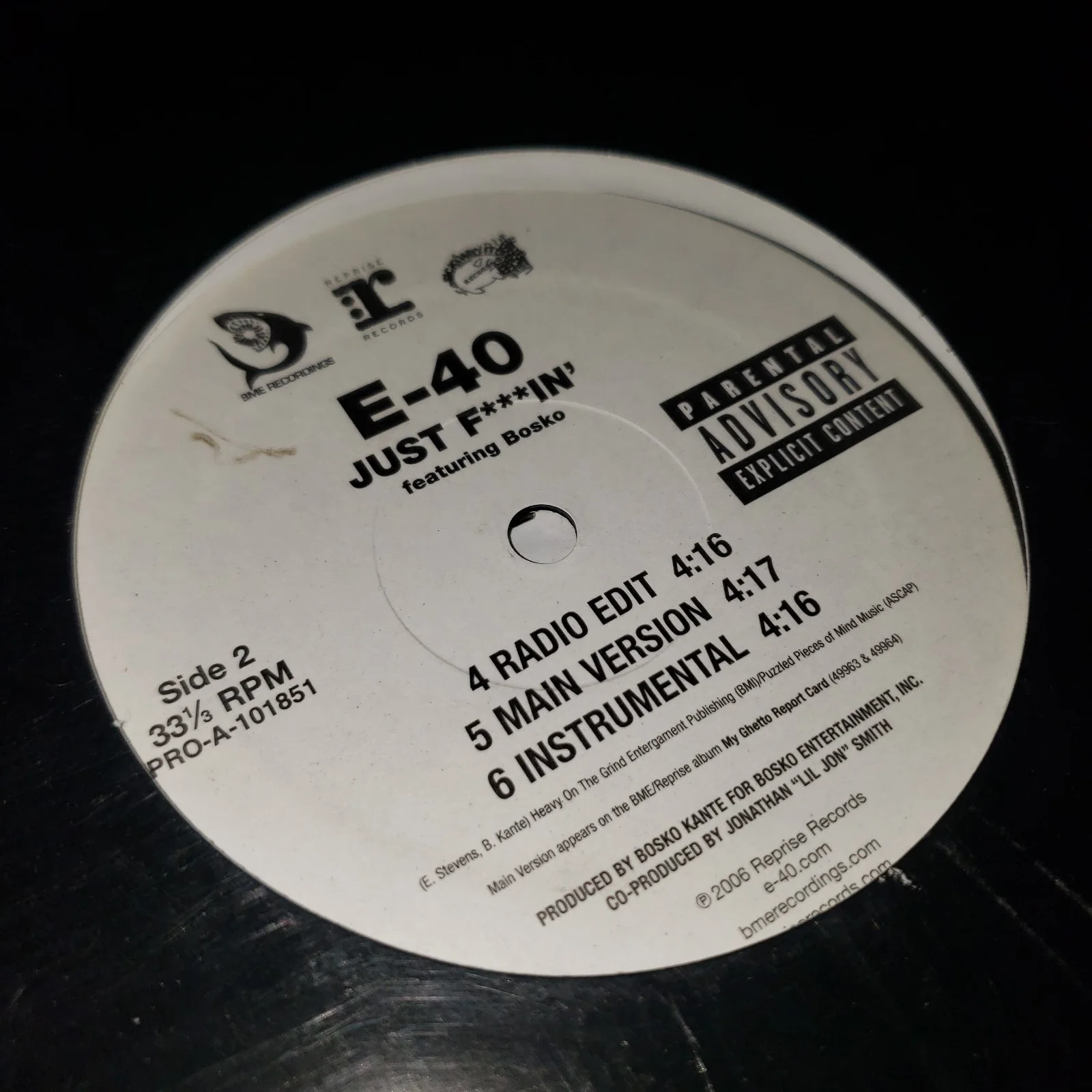 E-40 — E-40 Vinyl 12" White Gurl / Just F*in Single Rap Album Great Condition, image 4