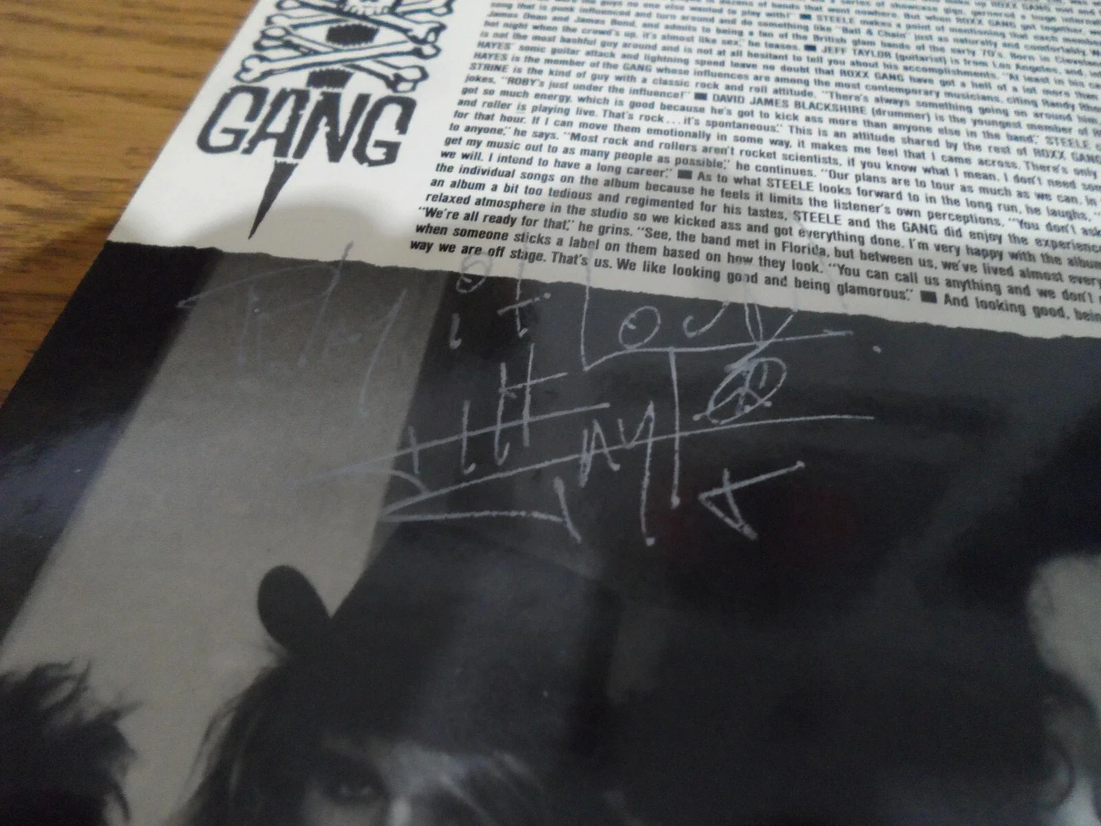 ROXX GANG AUTHENTIC SIGNED/AUTOGRAPHED PROMO RECORD-JEFF TAYLOR & ROBY STRINE, image 3