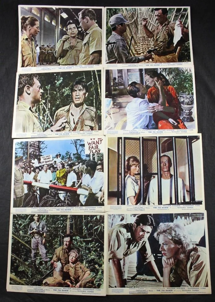 1964 THE 7th DAWN, SET of 14 COLOUR LOBBY CARDS, WILLIAM HOLDEN, LEWIS GILBERT, изображение 2