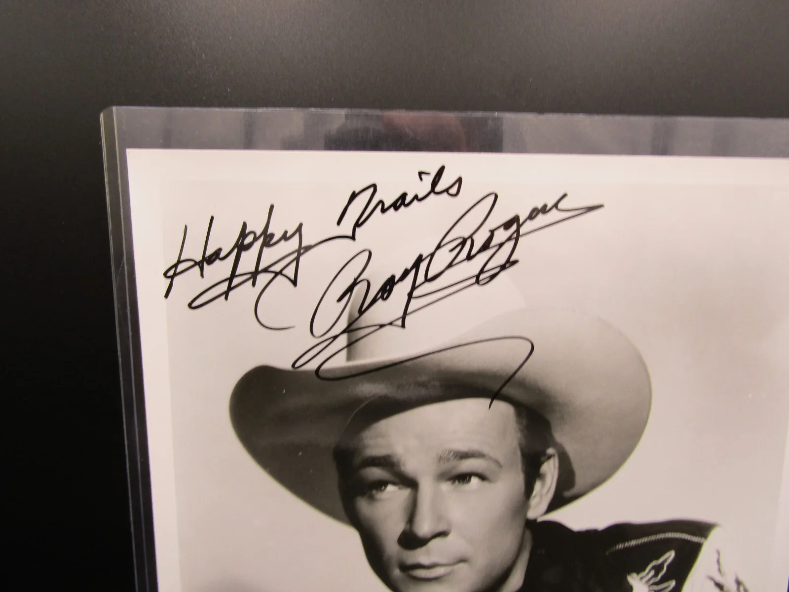 Roy Rodgers — Vintage Genuine Roy Rogers Happy Trails Autograph Cowboy Excellent Condition, image 3
