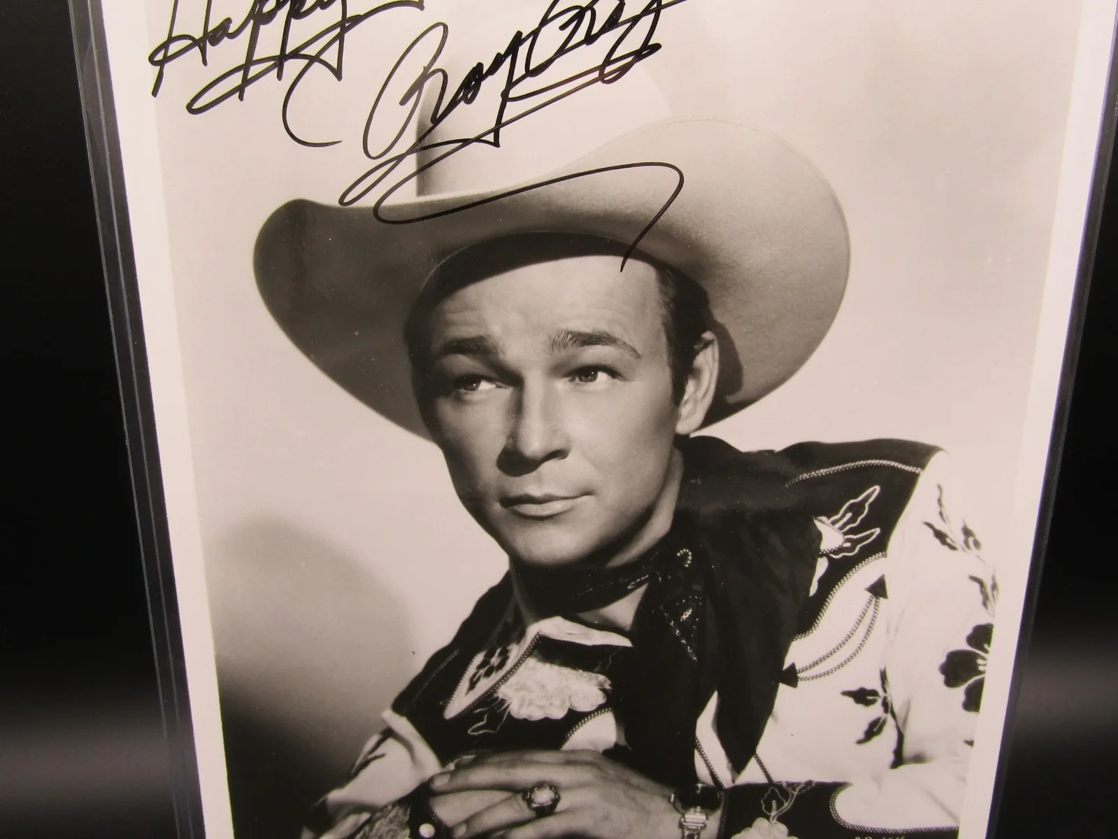 Roy Rodgers — Vintage Genuine Roy Rogers Happy Trails Autograph Cowboy Excellent Condition, image 4