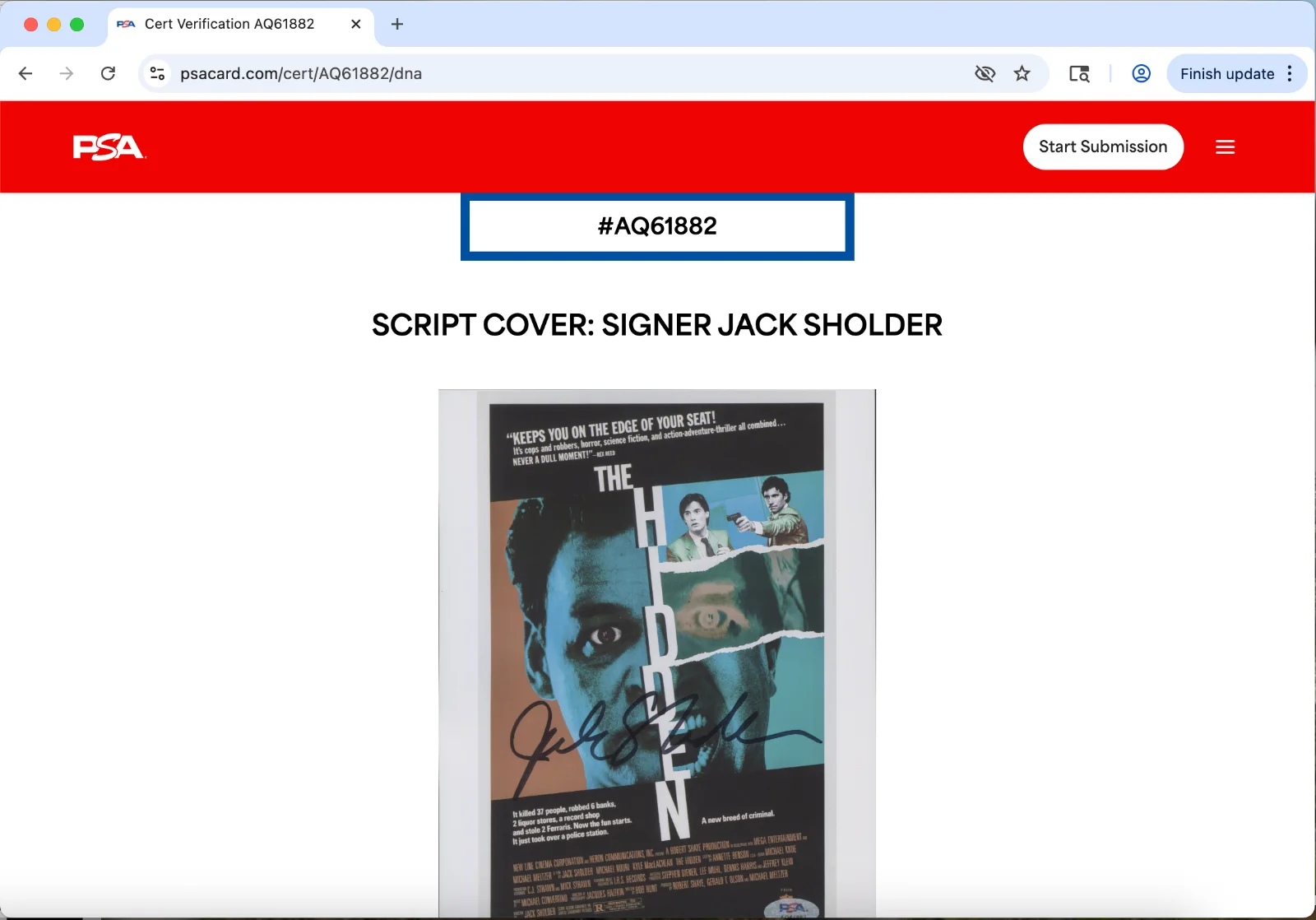 Jack Sholder — Jack Sholder signed 8x10 photo autograph PSA DNA The Hidden, изображение 3