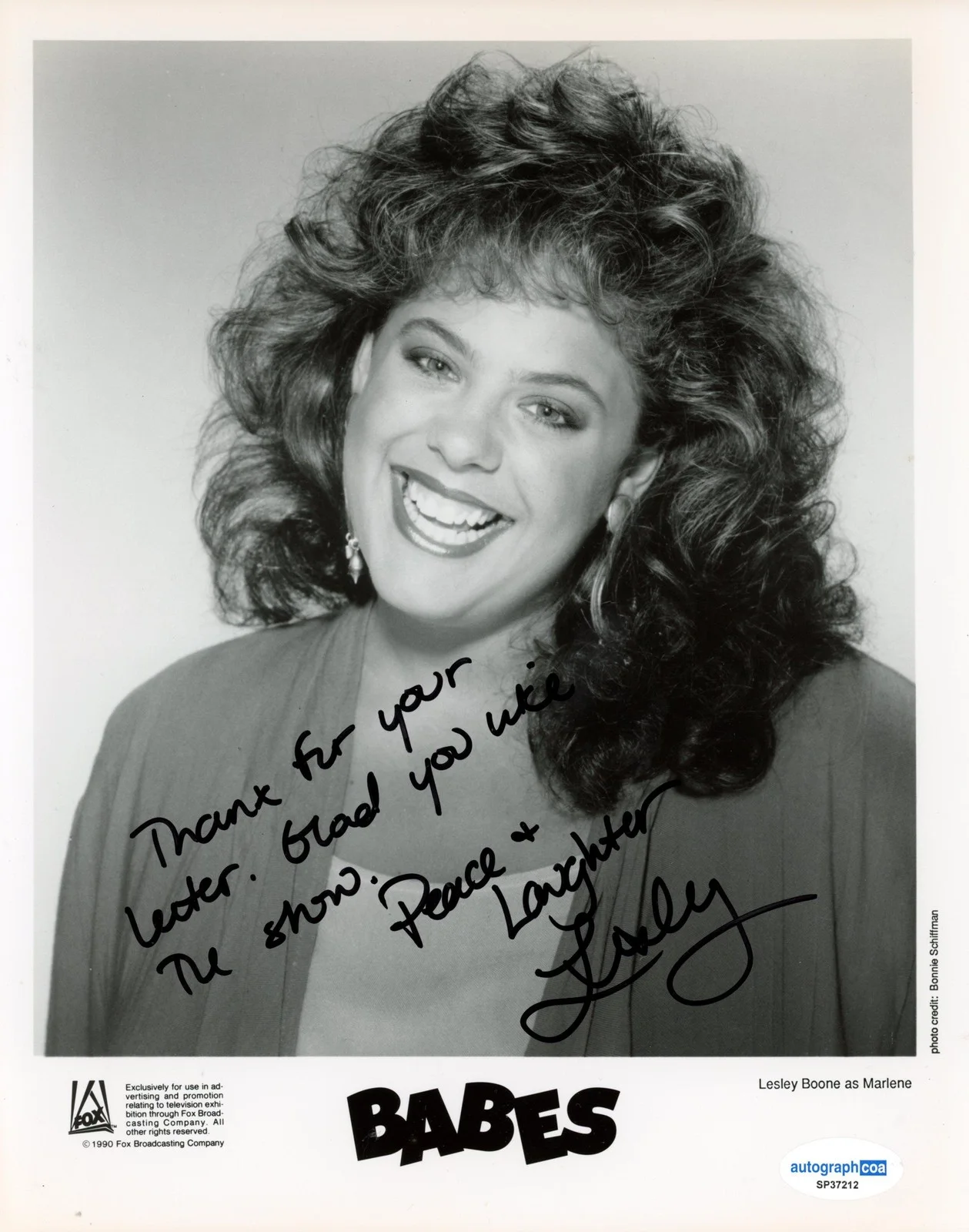 Lesley Boone — Lesley Boone "Babes" AUTOGRAPH Signed 'Marlene Gilbert' 8x10 Photo ACOA, image 2