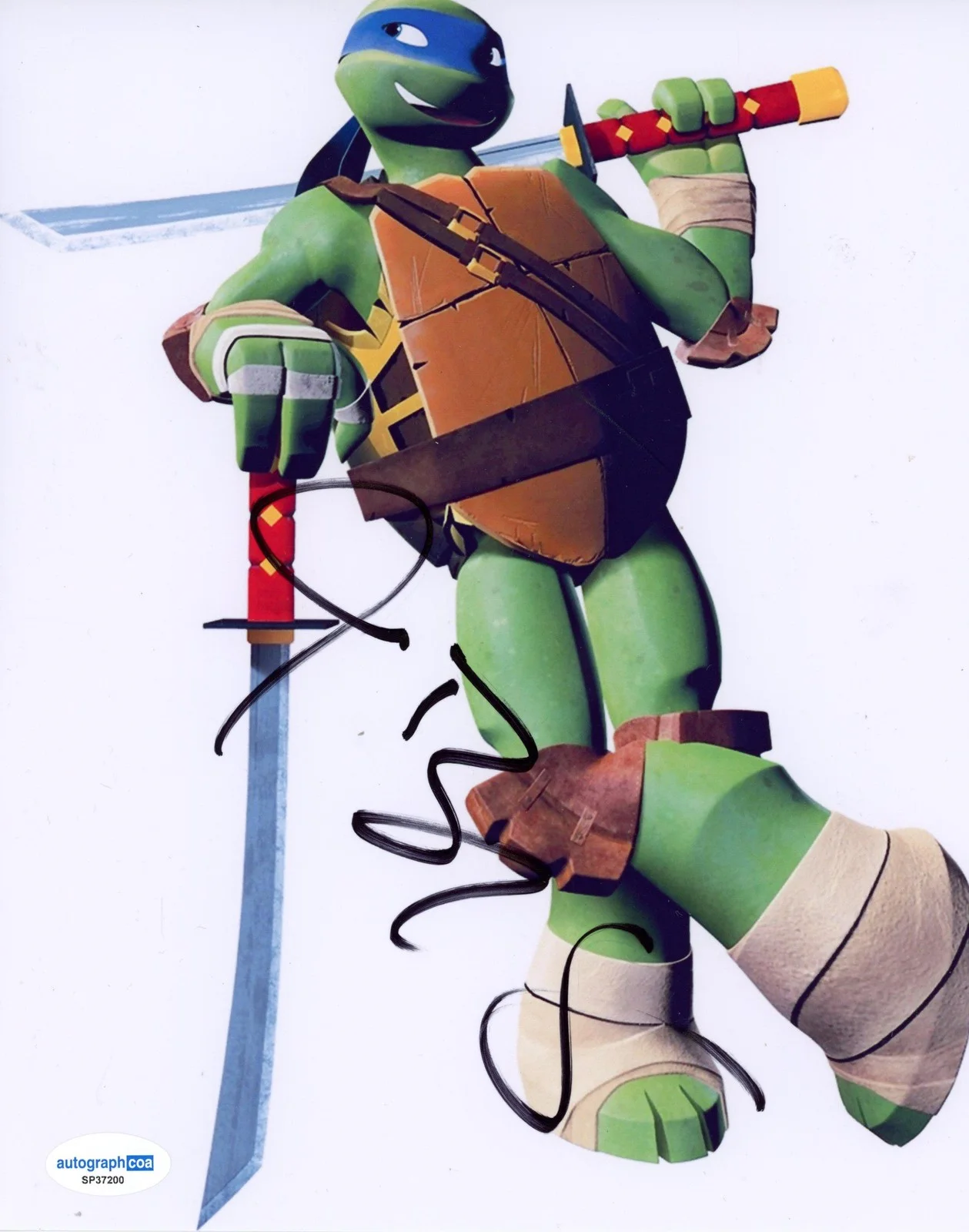 Jason Biggs — Jason Biggs "Teenage Mutant Ninja Turtles" SIGNED 'Leonardo' 8x10 Photo ACOA, изображение 2