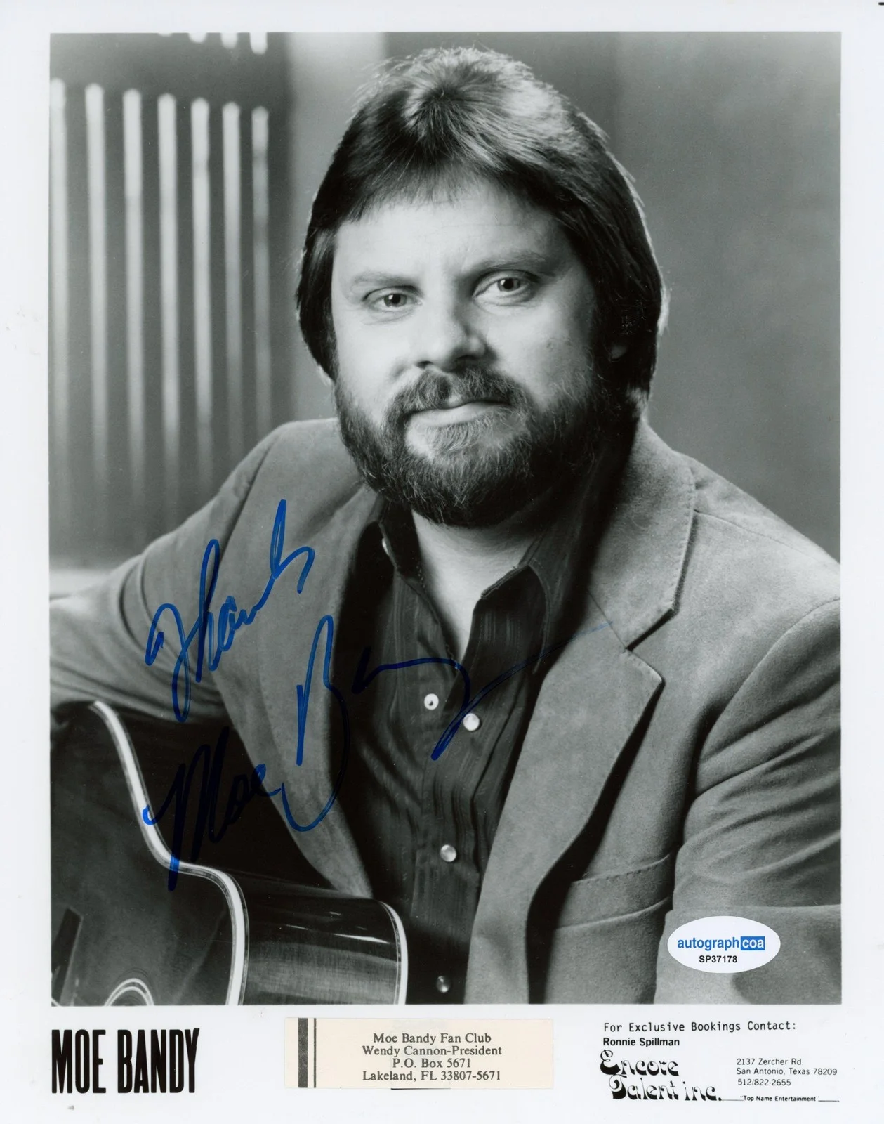Moe Bandy — Moe Bandy "Bandy the Rodeo Clown" Singer AUTOGRAPH Signed 8x10 Photo ACOA, изображение 2