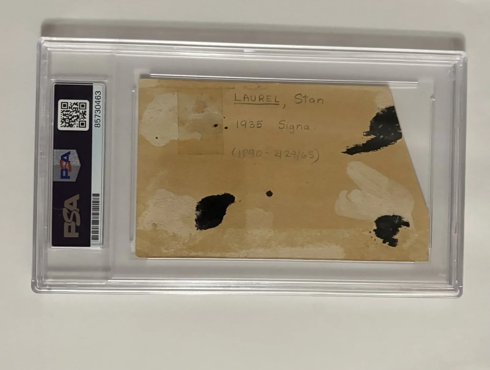 Stan Laurel Signed Index Card PSA DNA Slabbed Autograph. Laurel and Hardy Rare, image 2