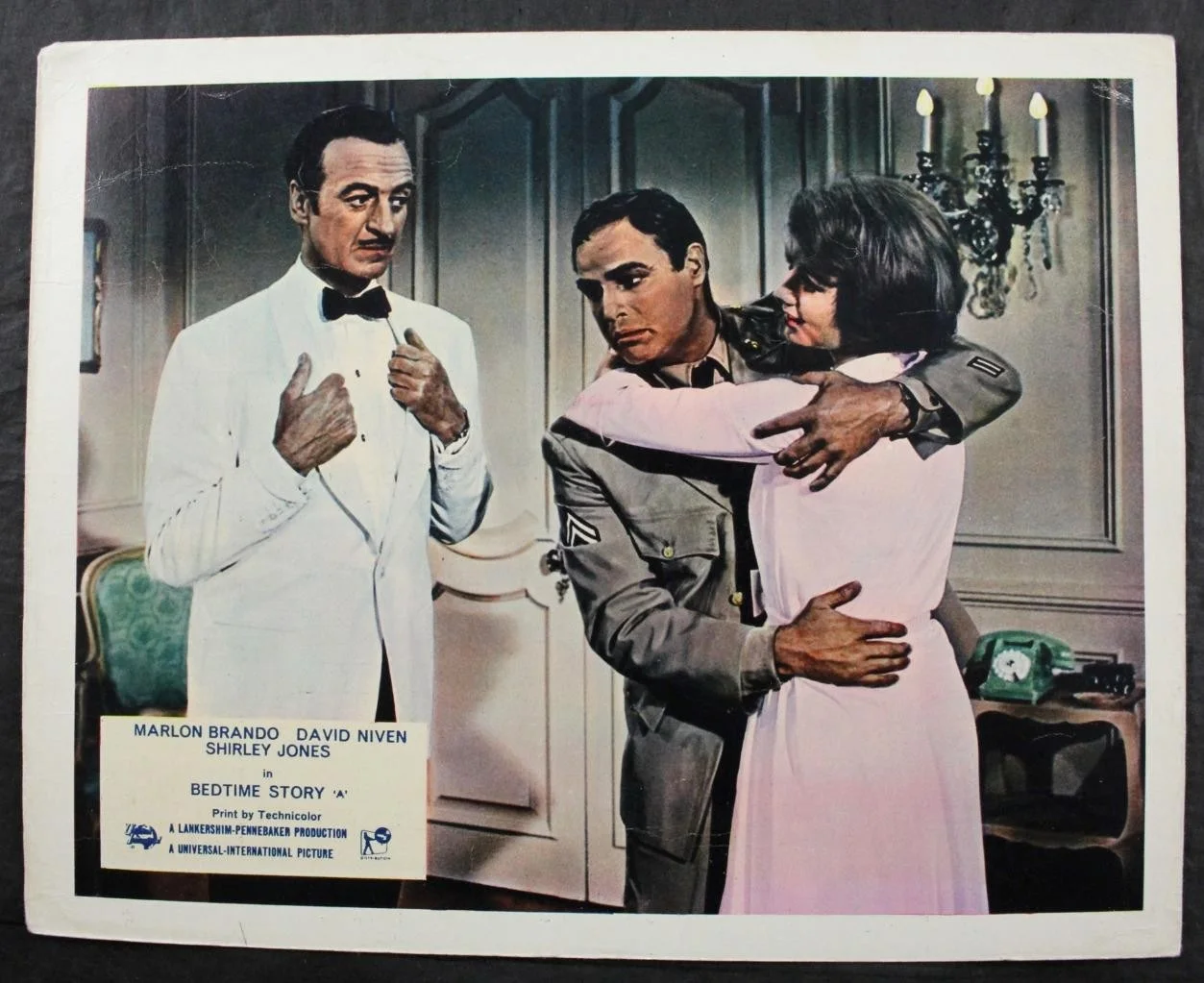1964 BEDTIME STORY, SET of 8 COLOUR LOBBY CARDS, UNIVERSAL, MARLON BRANDO, NIVEN, изображение 2