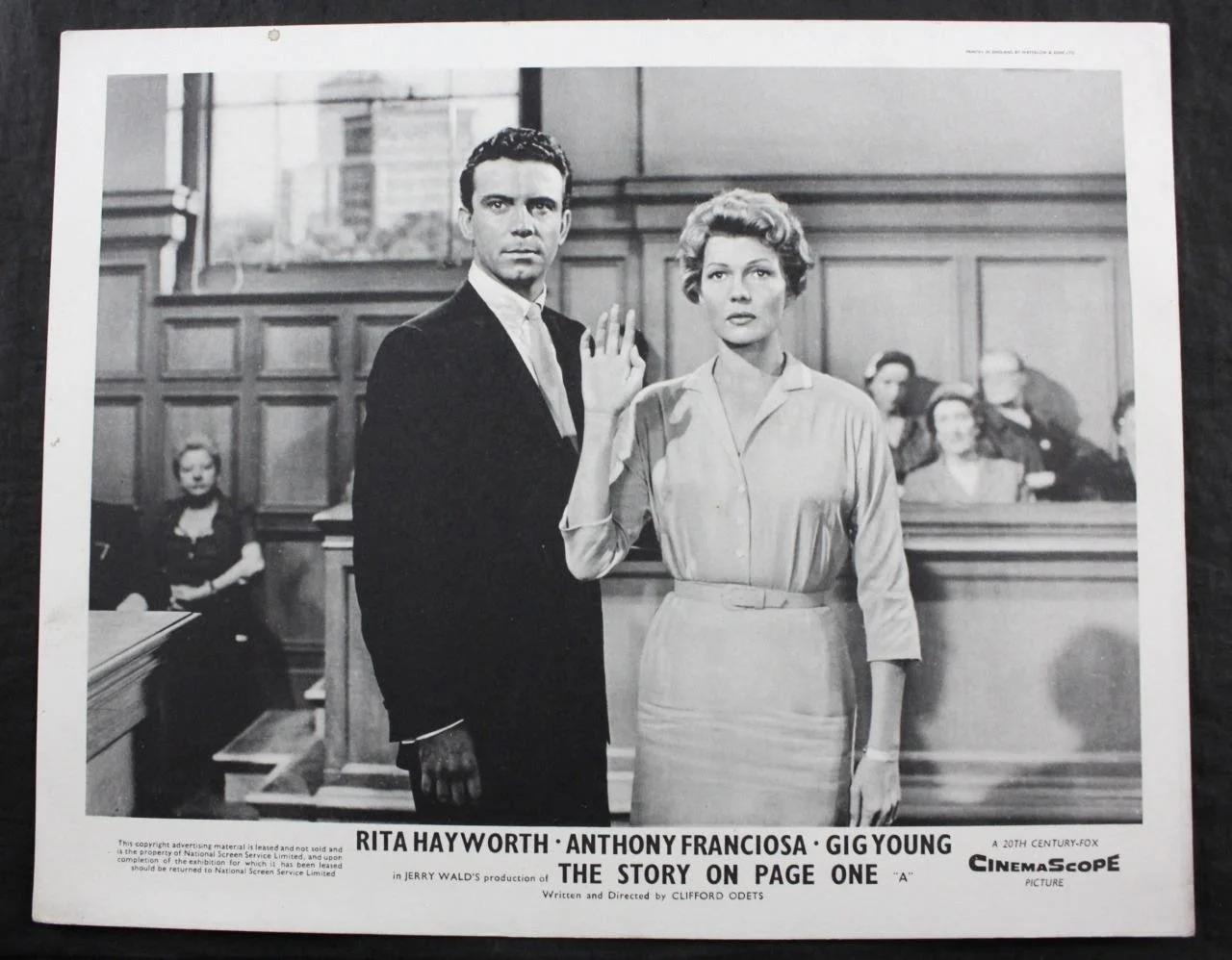 1959 THE STORY ON PAGE ONE, SET of 8 LOBBY CARDS, RITA HAYWORTH, CINEMASCOPE, изображение 2