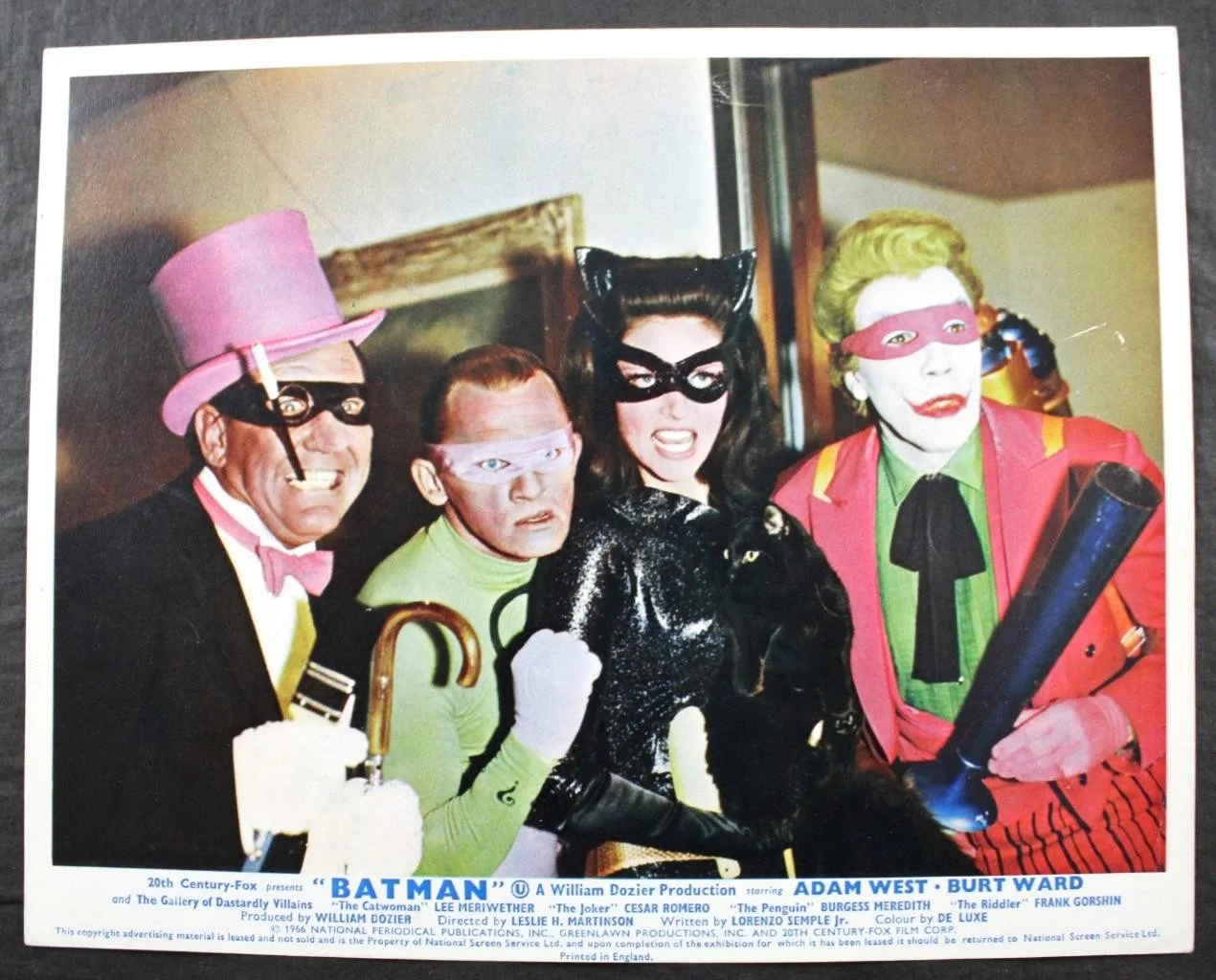 SET of 3 ORIGINAL LOBBY CARDS BATMAN, ADAM WEST, BURT WARD 1966 CINEMA, FILM, изображение 2