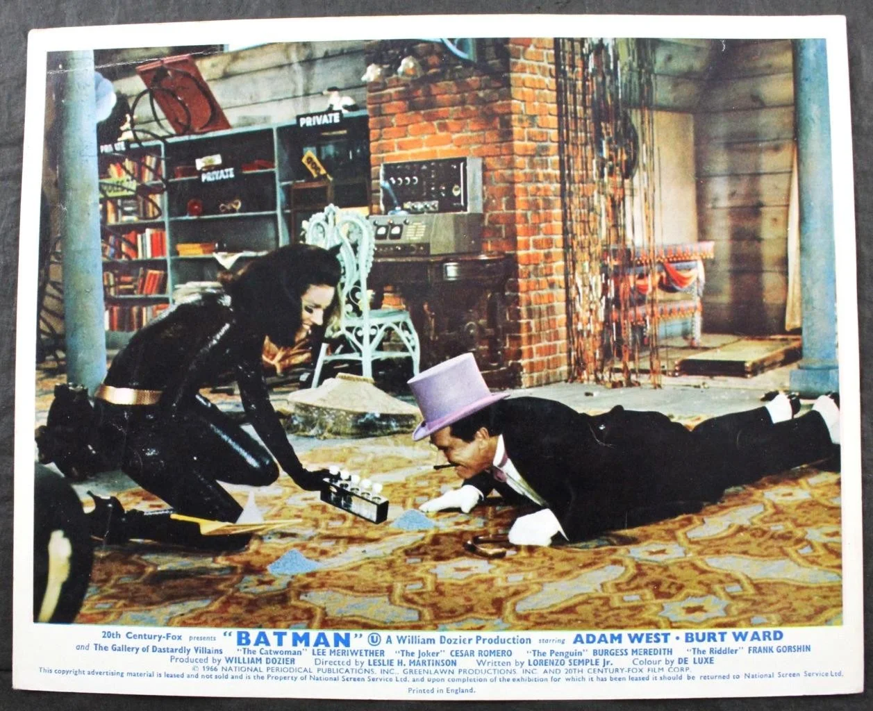 SET of 3 ORIGINAL LOBBY CARDS BATMAN, ADAM WEST, BURT WARD 1966 CINEMA, FILM, изображение 3