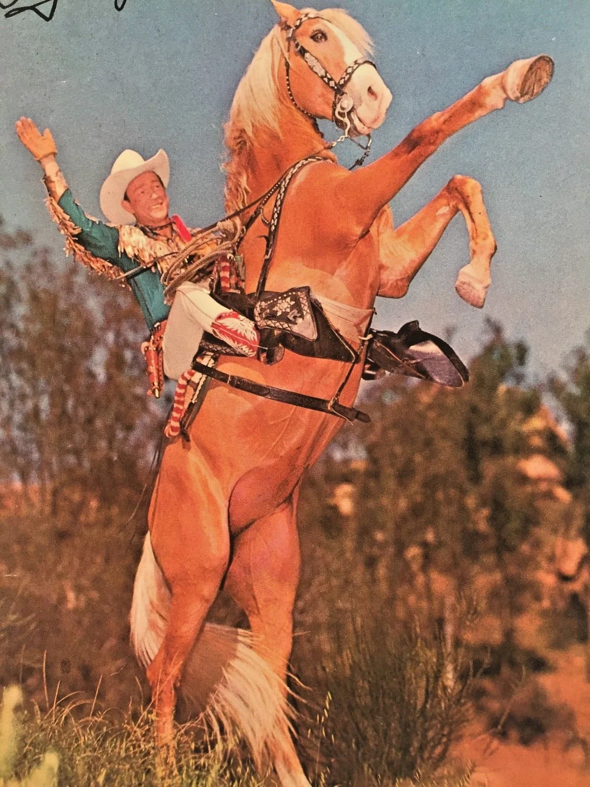 Vintage Roy Rogers & Trigger Cowboy Print Signed, image 5