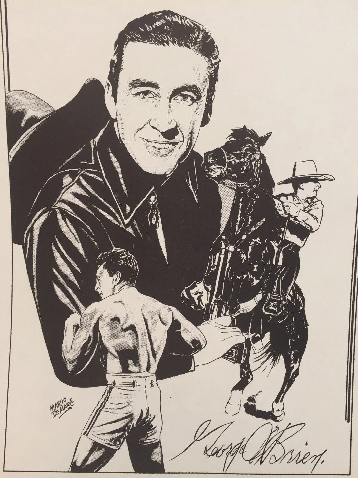 Vintage Mario DeMarco Cowboy Print Signed by George O'Brien, image 2