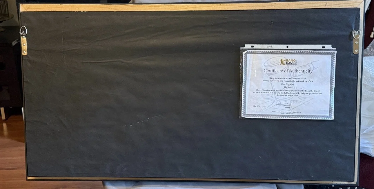 Foo Fighters Autographed Guitar In Display Case With COA, image 3