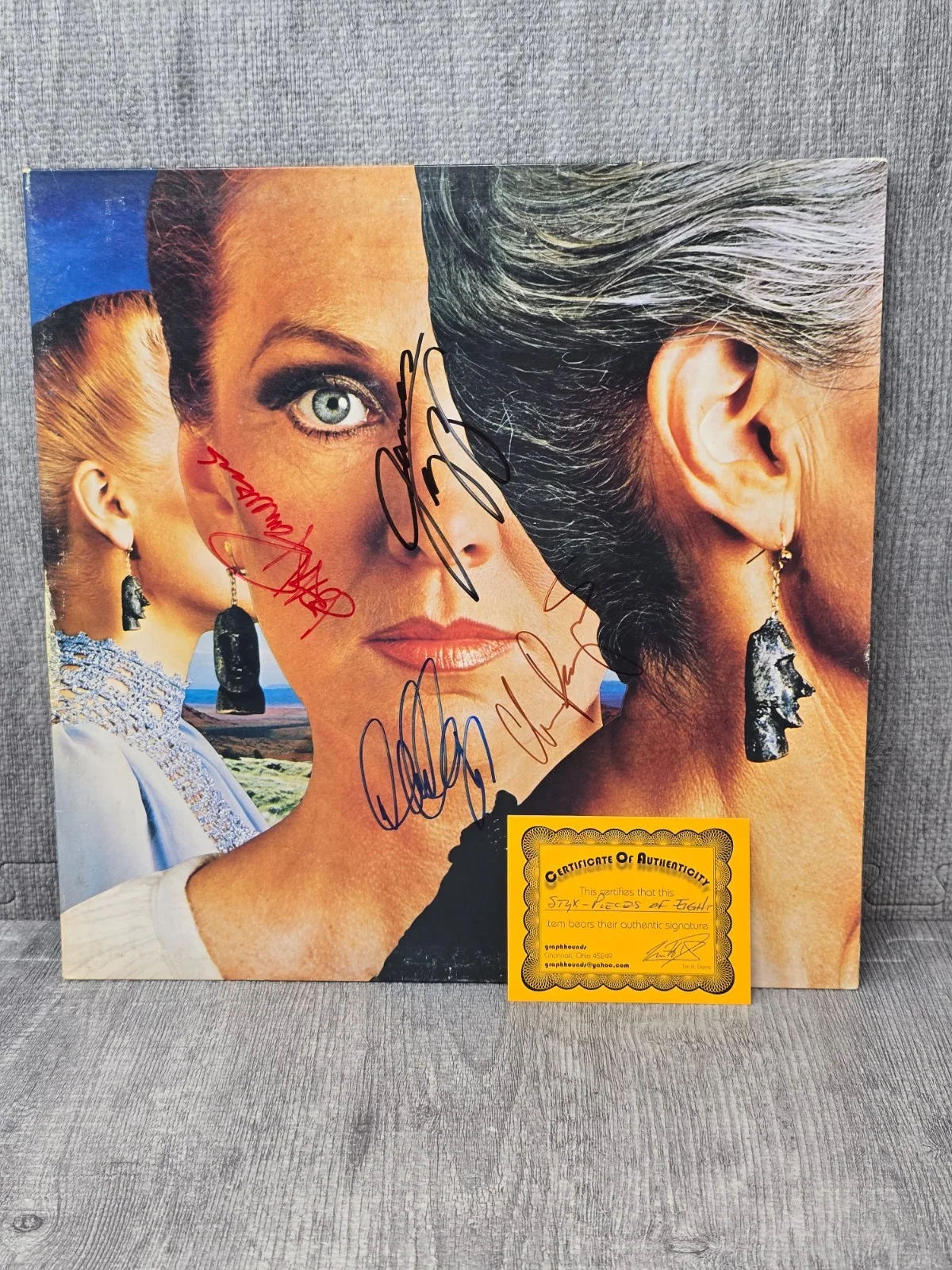 STYX Signed PIECES 8 Vinyl RECORD x4 COA DENNIS DeYOUNG Tommy Shaw JY Chuck, изображение 2