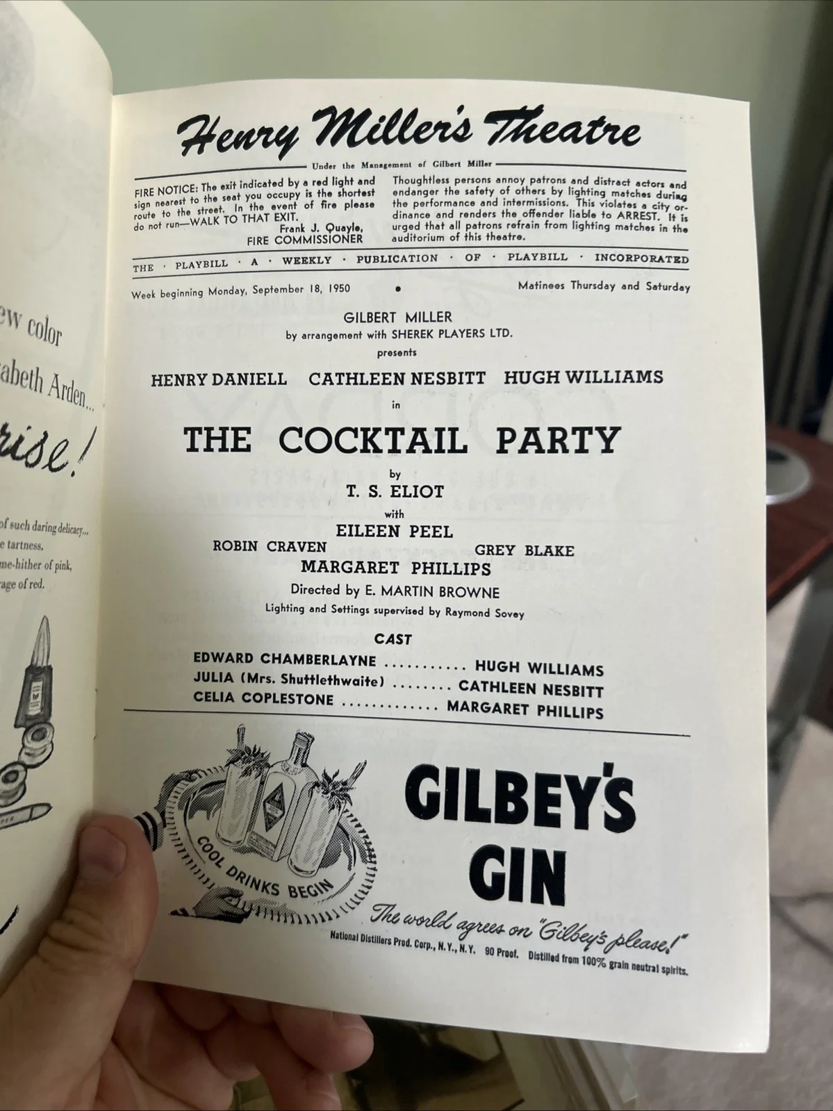 SIGNED 1950 THE COCKTAIL PARTY PLAYBILL Eileen Peel and Cathleen Nesbitt T152, image 4