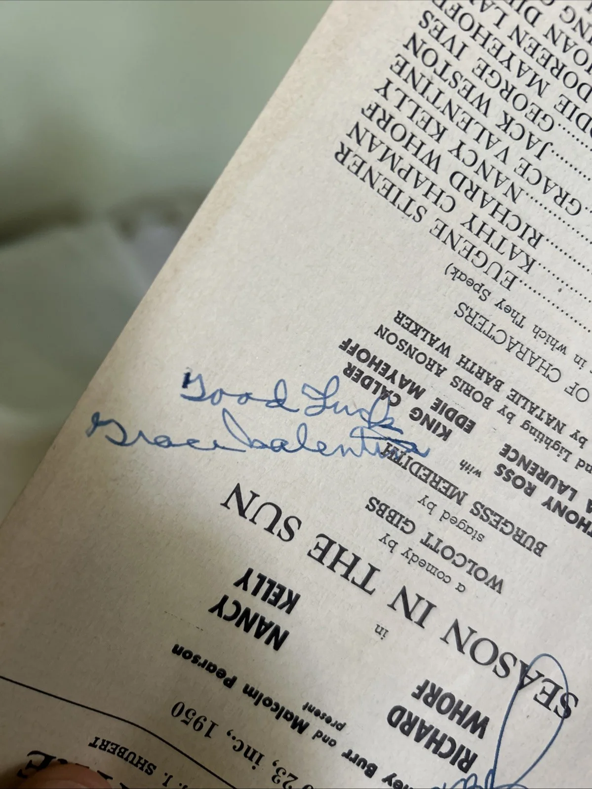 Joan Diener, Grace Valentine — Signed Season in the Sun Playbill 1950 Joan Diener & Grace Valentine T146, изображение 3