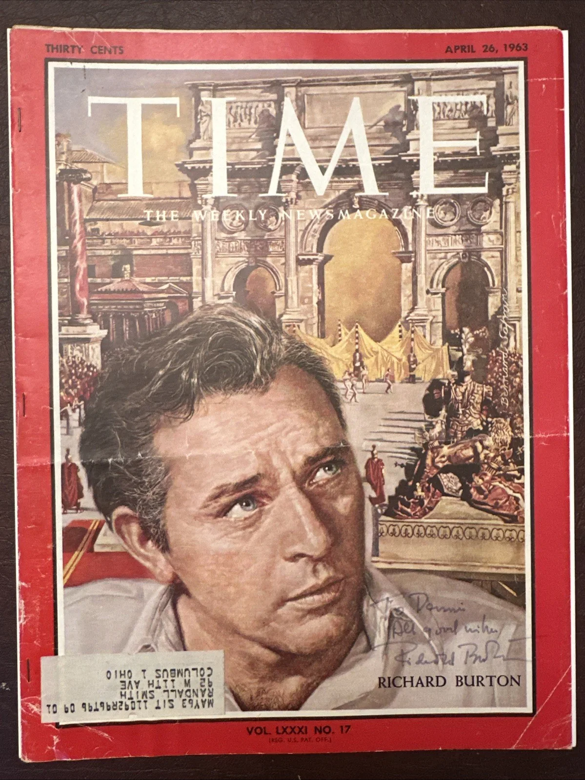 1963 SIGNED Richard Burton Time Magazine Cover/Article Rare, image 2