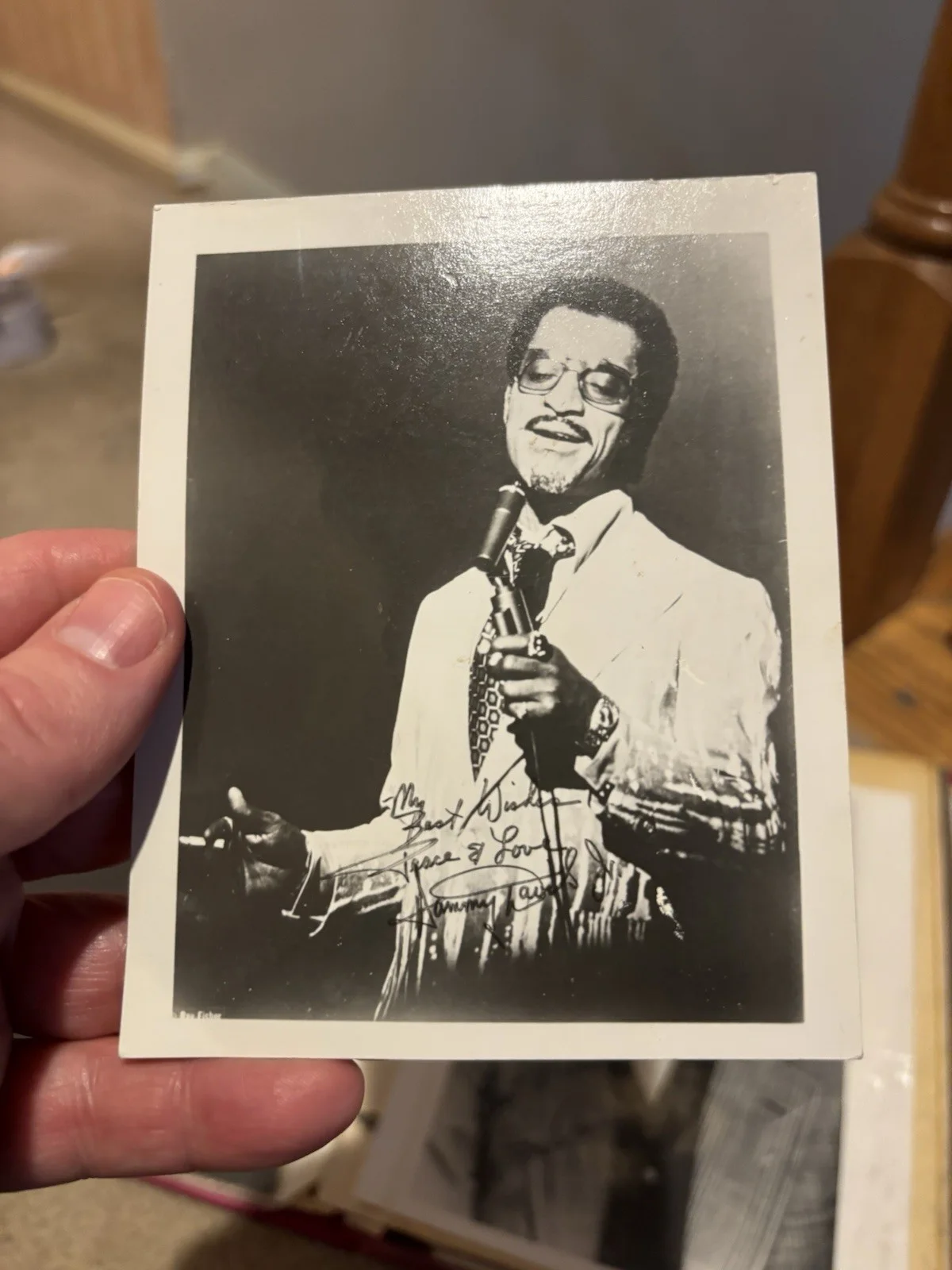 Sammy Davis Jr Signed Autographed 3X5 Black & White Photo Rat Pack, image 4