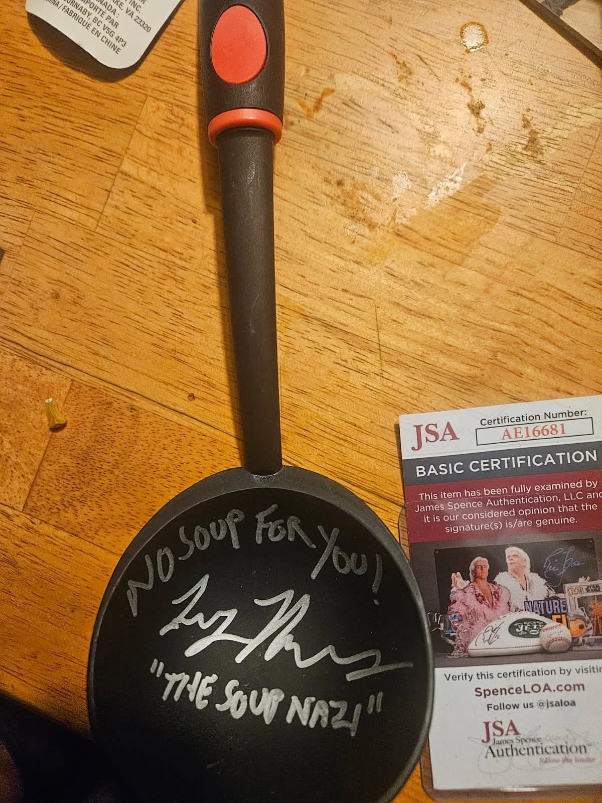 Soup Nazi — Seinfeld Soup Nazi autographed soup ladle No Soup for you added JSA Certified *