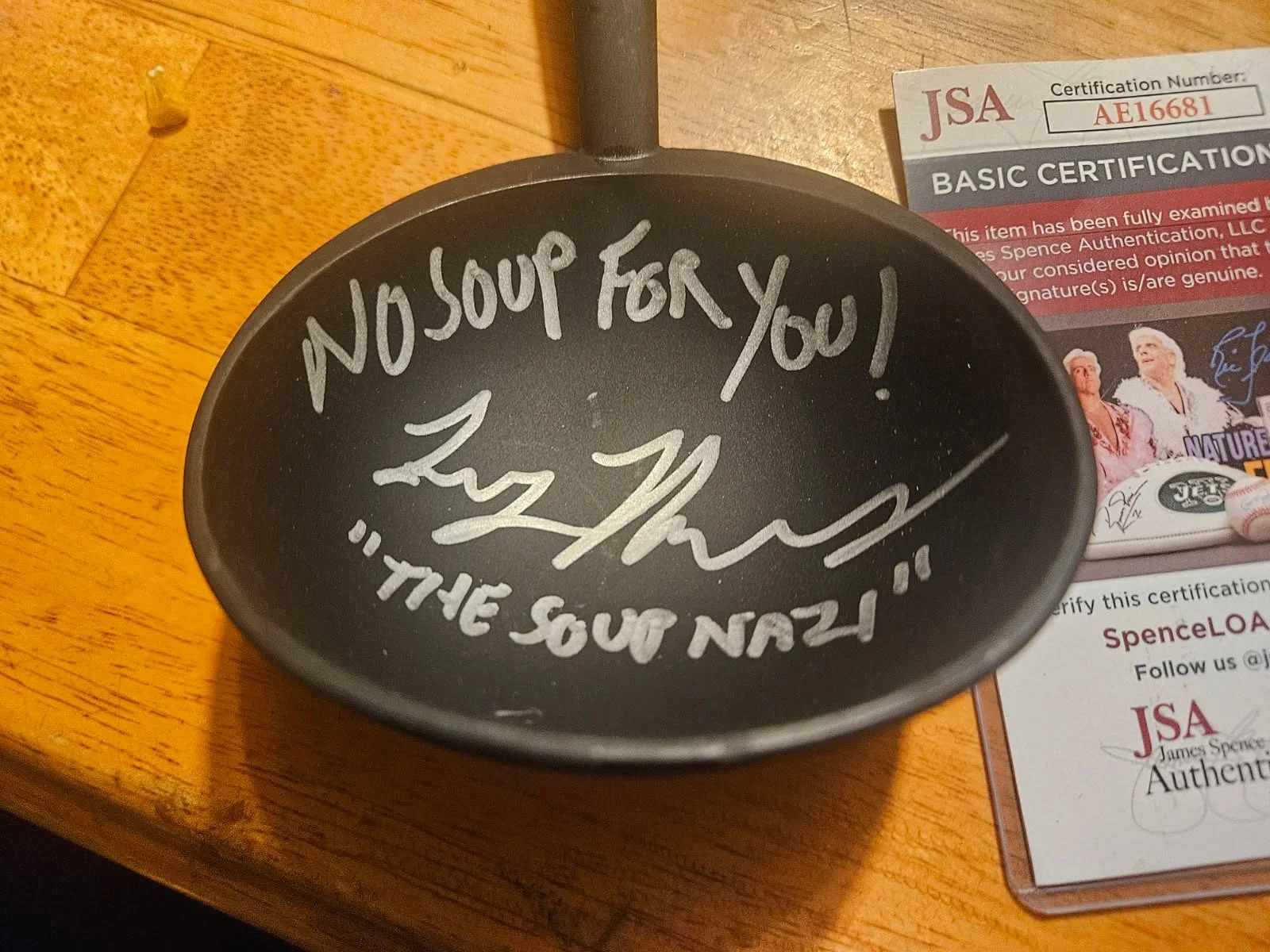 Soup Nazi — Seinfeld Soup Nazi autographed soup ladle No Soup for you added JSA Certified *, изображение 2