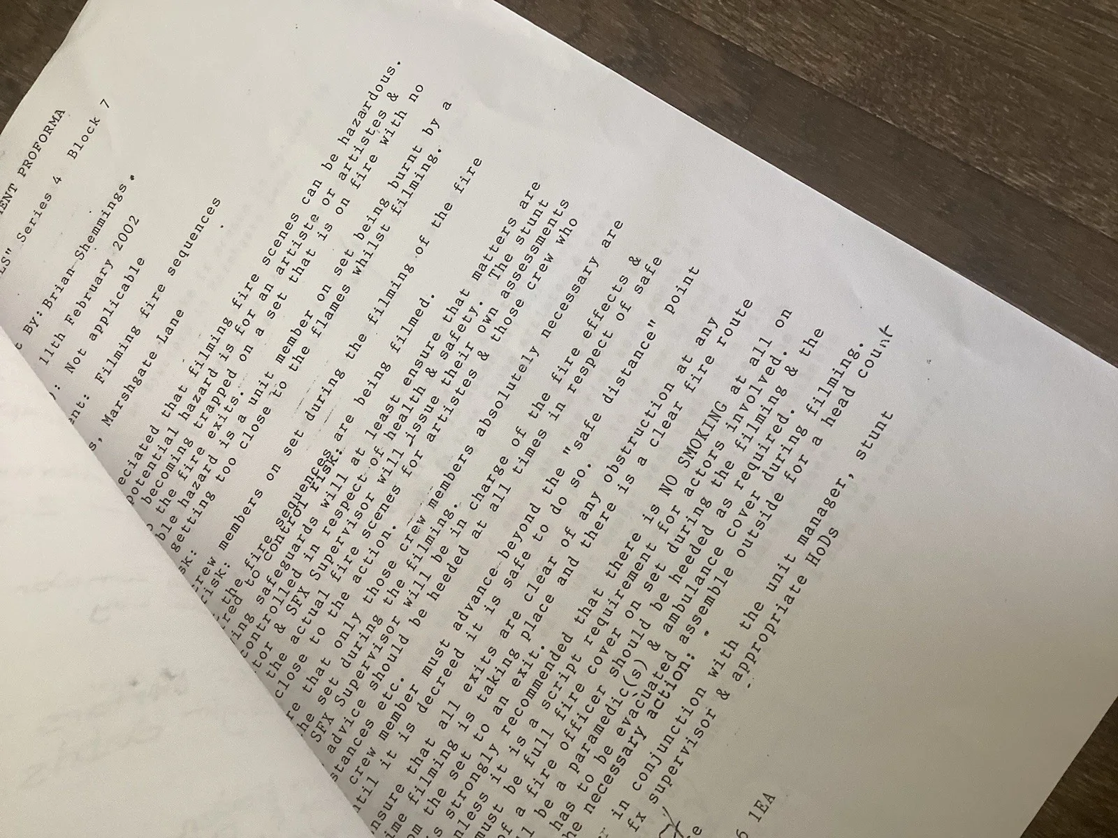 BAD GIRLS 28 February 2002 S4 TV Filming Production Call Sheet Set & Information, изображение 5