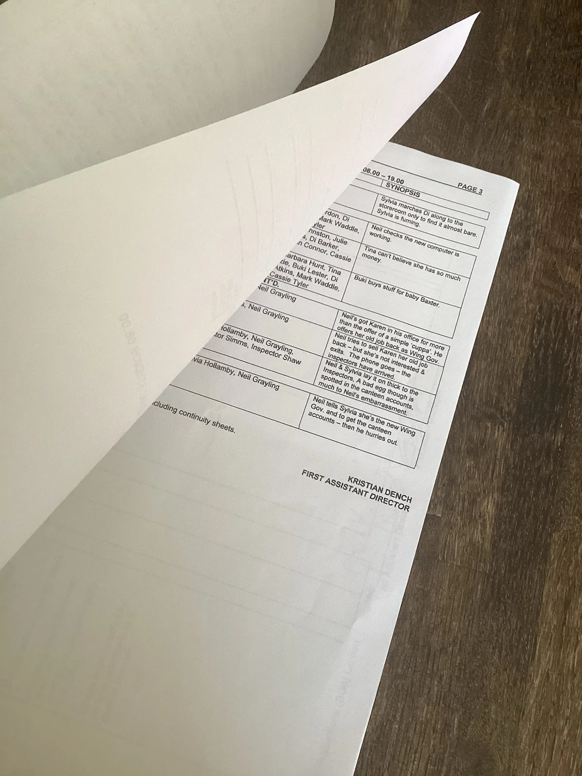 BAD GIRLS 28 November 2001 S4 TV Filming Production Call Sheet Set, изображение 2