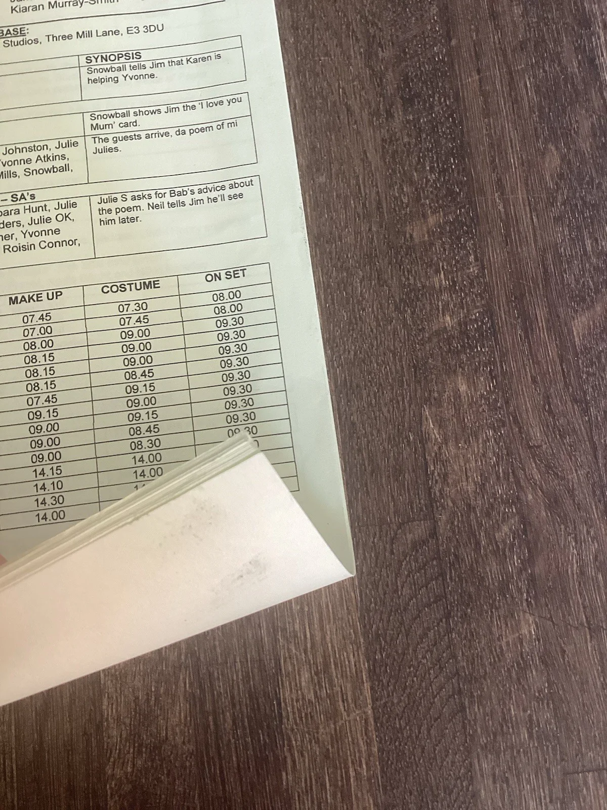 BAD GIRLS 13 February 2002 S4 E15 TV Script & Call Sheet, image 2