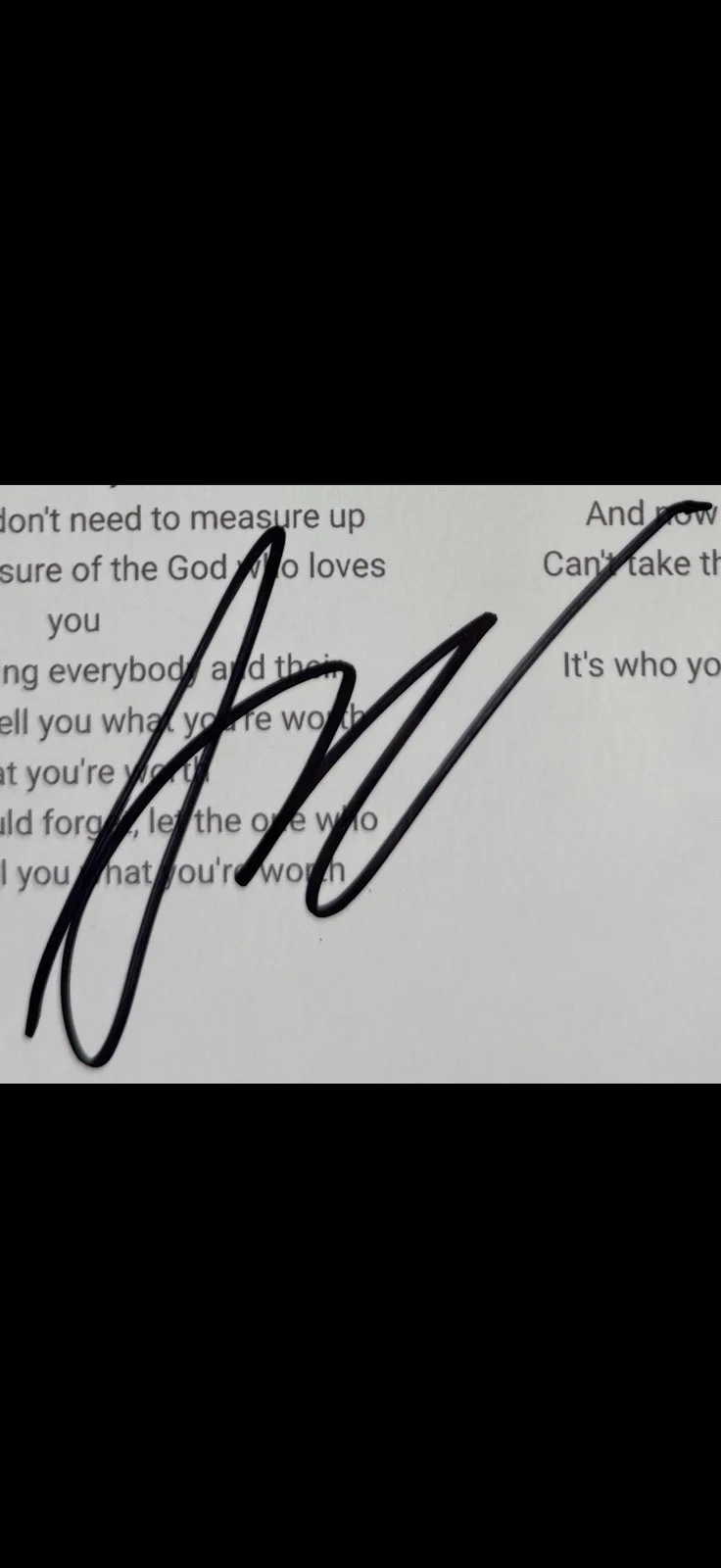 Anne Wilson Christian Country Artist Signed Autographed “Hey Girl” Lyric Sheet, изображение 2