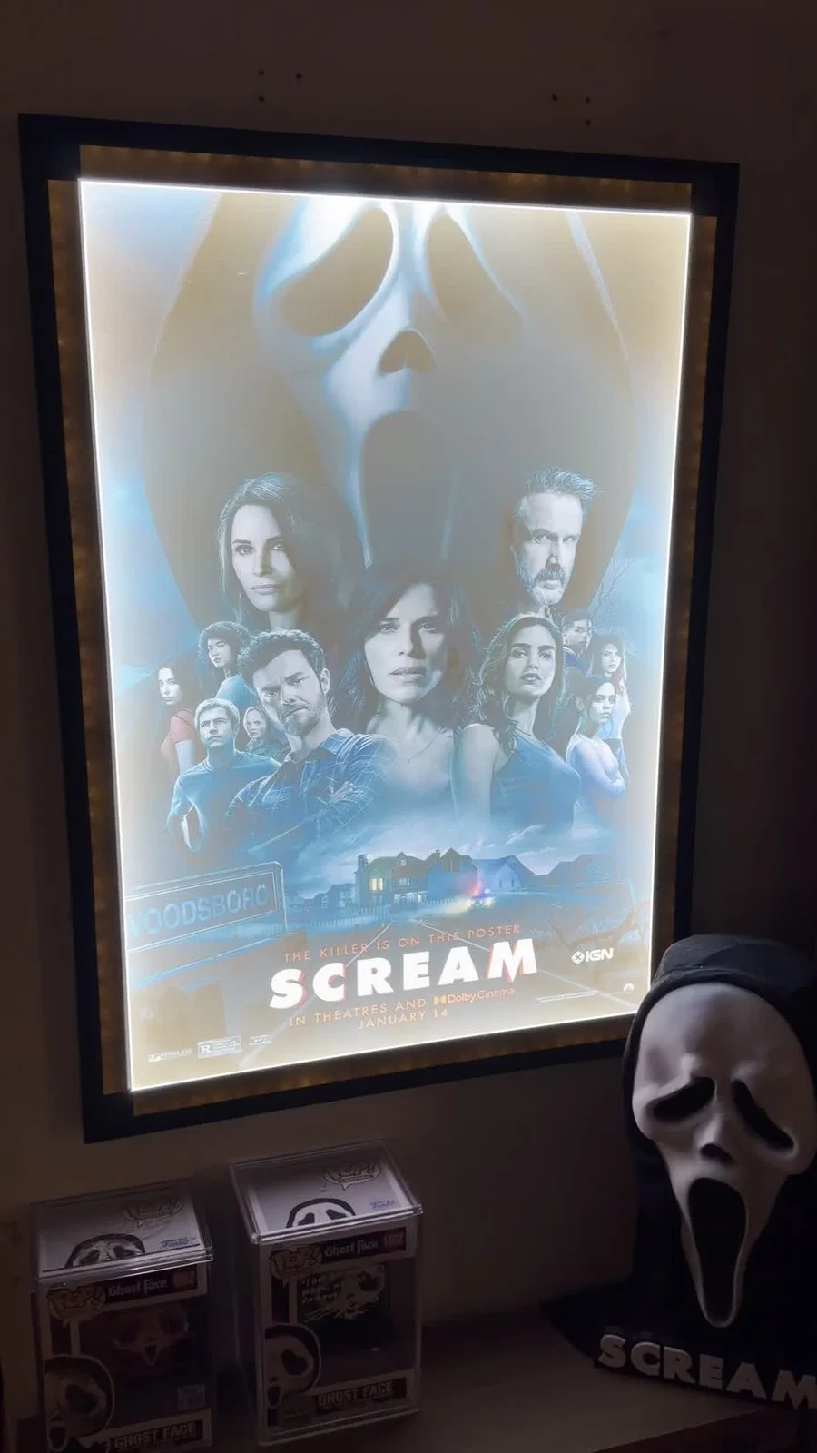 Scream Light up movie poster lightbox LED sign homecinema theatre room Ghostface, изображение 2