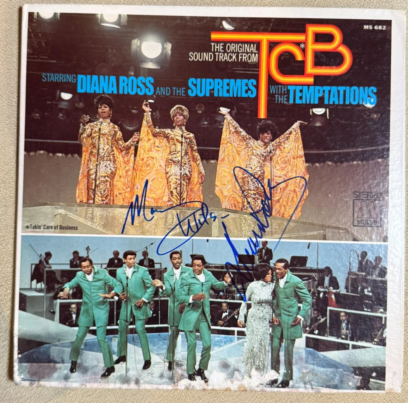 The Supremes Diana Ross & Mary Wilson SIGNED TCB Record Album Autographed, image 3