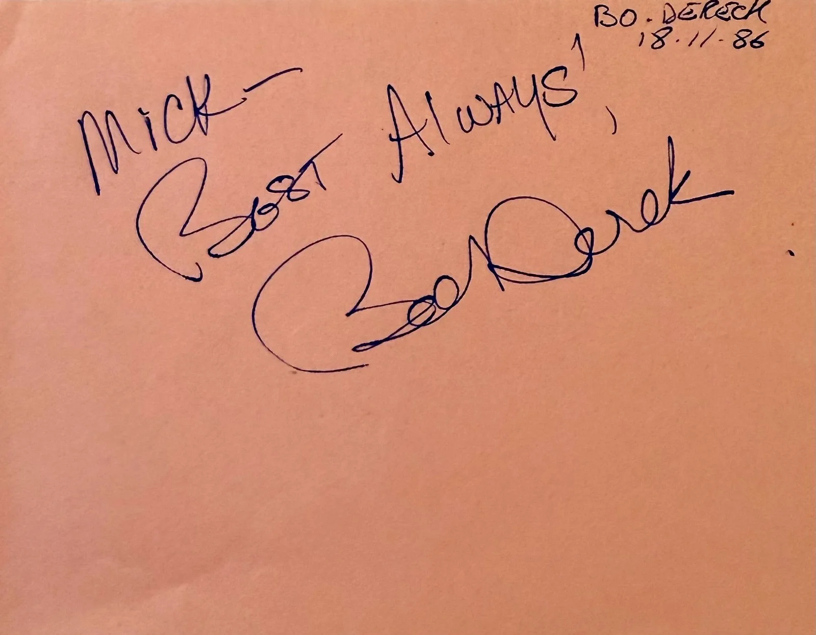 Bo Derek — BO DEREK Signed Autographed 4" x 5" ALBUM PAGE ORCA Woman of Desire BOLERO 10, изображение 3