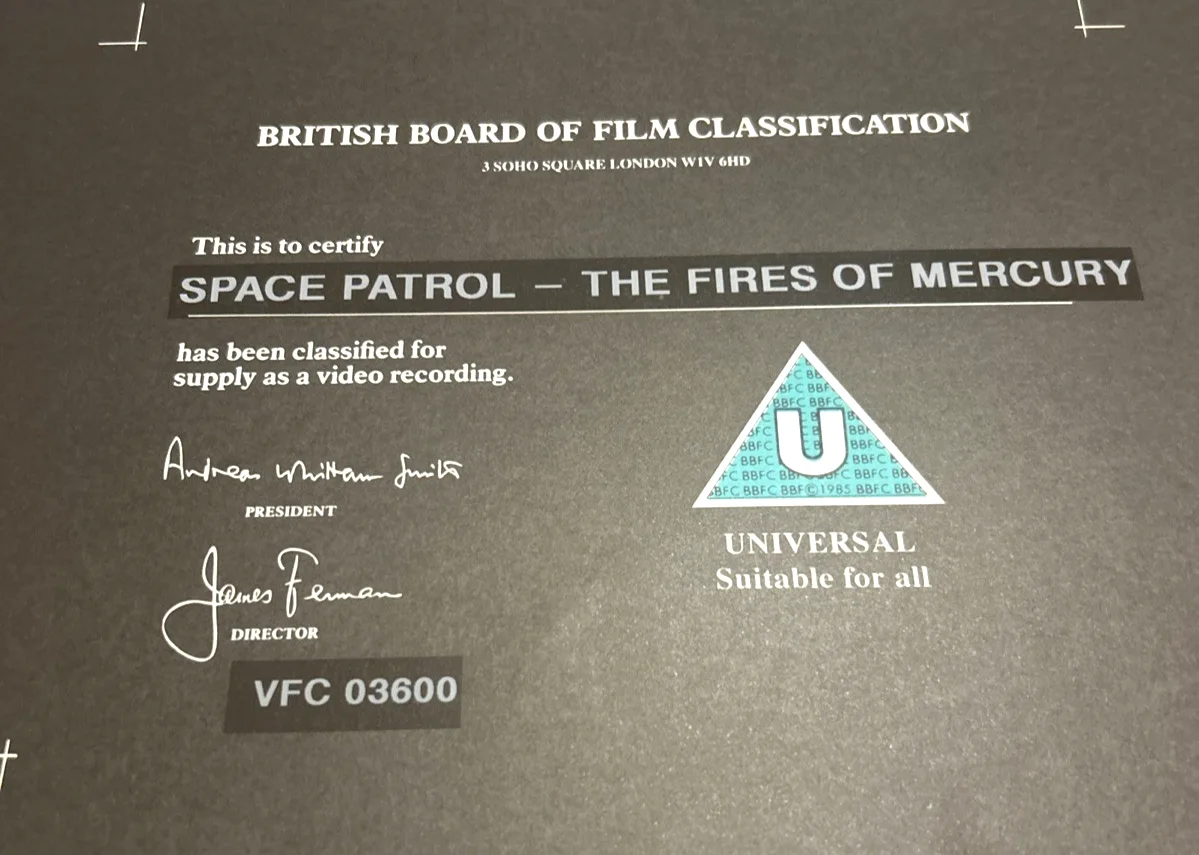 BBFC Black Certificate Card - 1963 Space Patrol S1E4 - Early Marionette Sci-Fi, image 4
