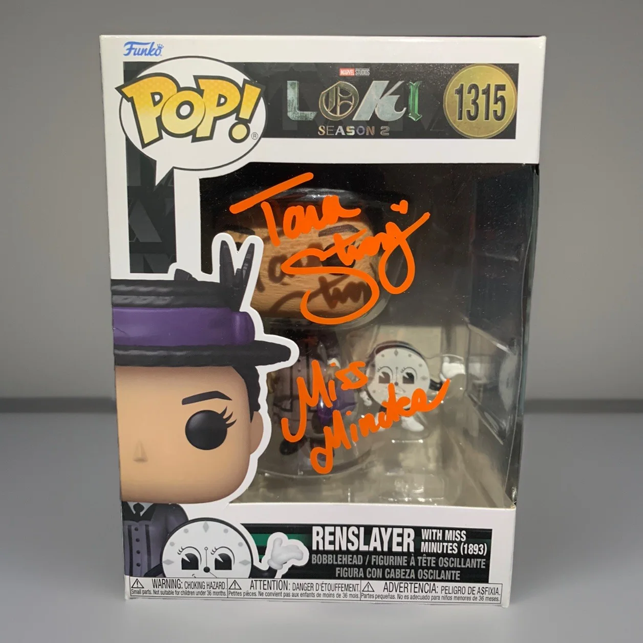 Tara Strong — Tara Strong Signed Autographed Renslayer w/ Miss Minutes Funko Pop Loki 2 – JSA